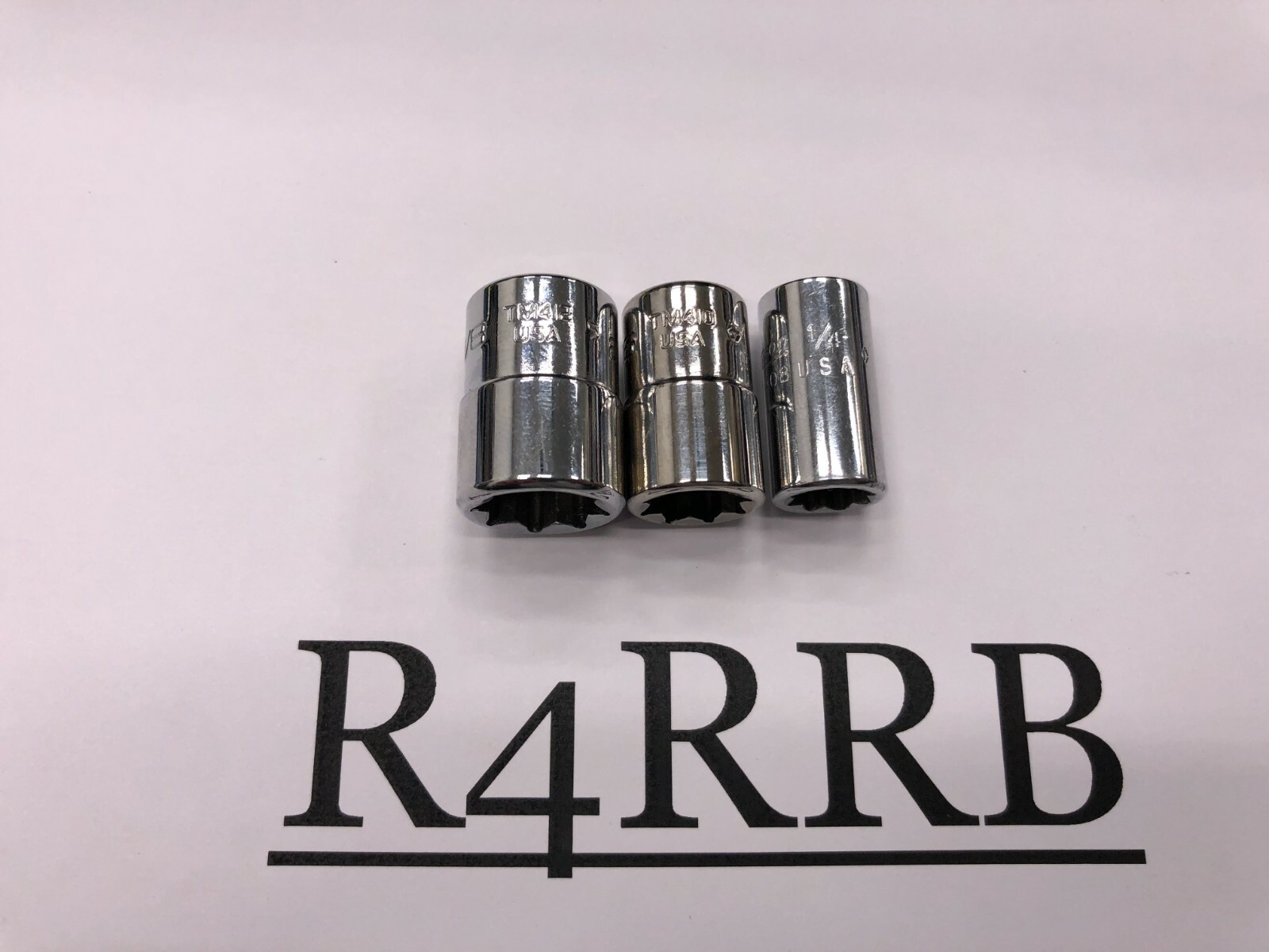Snap-on Tools NICE 3pc 1/4″ Drive SAE 8pt Double Square Chrome Socket Lot Set id