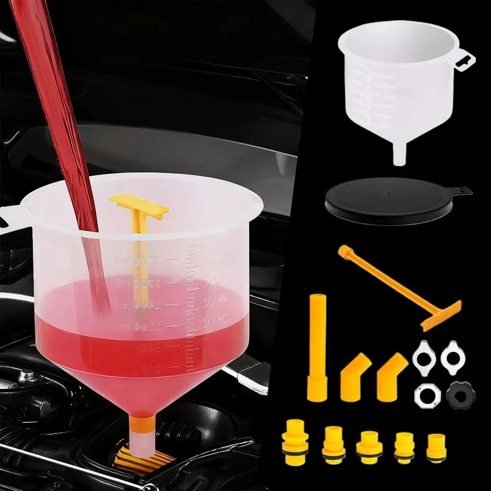 15pc Spill Free Coolant Funnel Kit Radiator Antifreeze Filling Bleeder Adapters