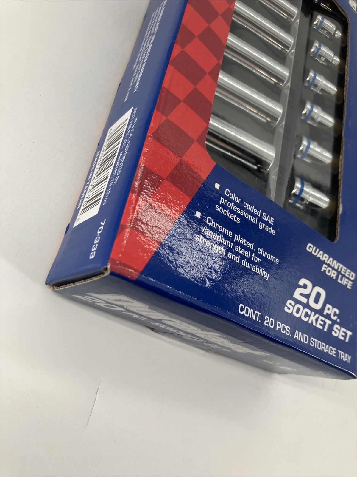 Duralast 20PC Socket Set + Storage Tray (70-333) – 1/4 Drive, SAE, 6 Point