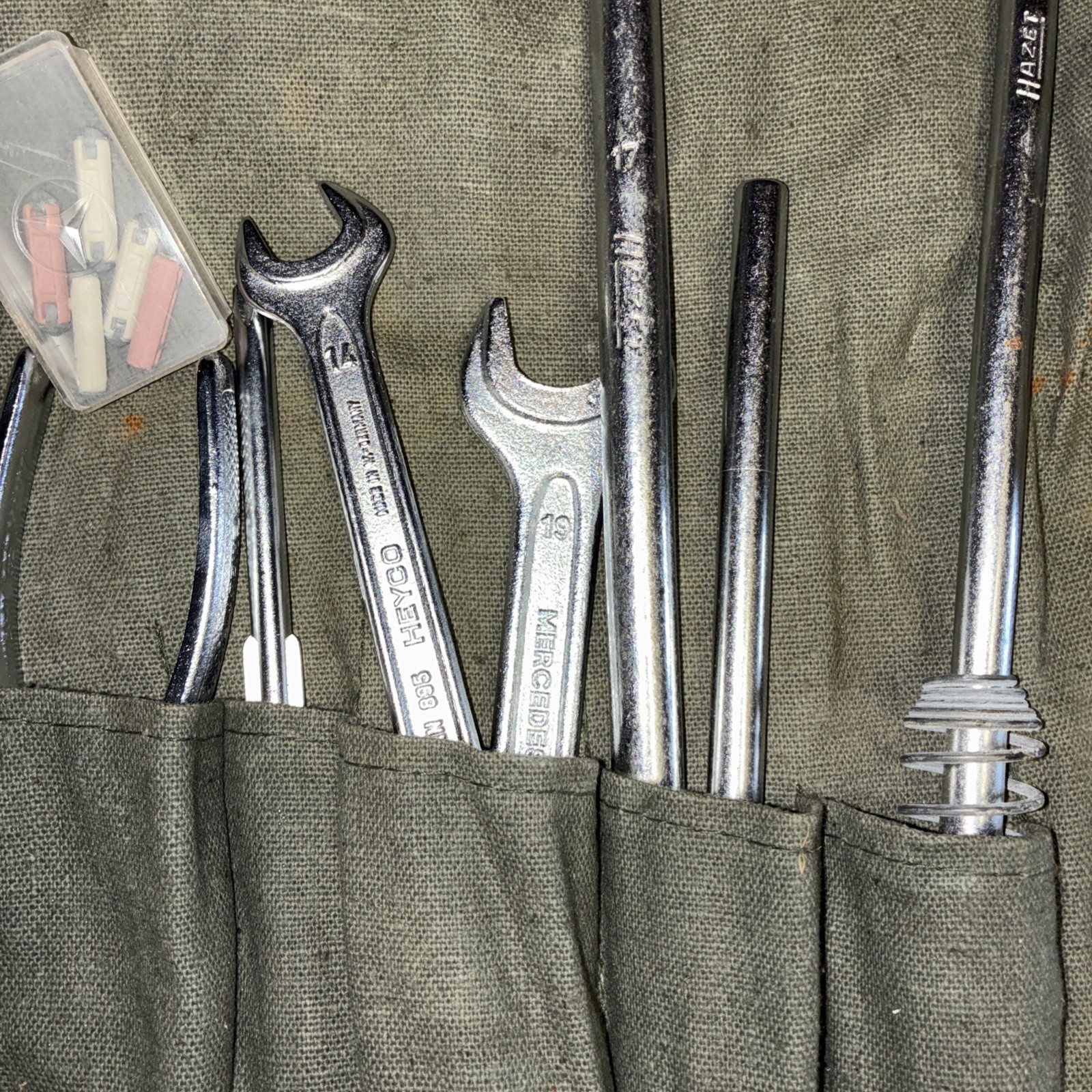 Vintage Mercedes Benz Tool Kit OEM Factory Wrenches In Green Bag Good Condition