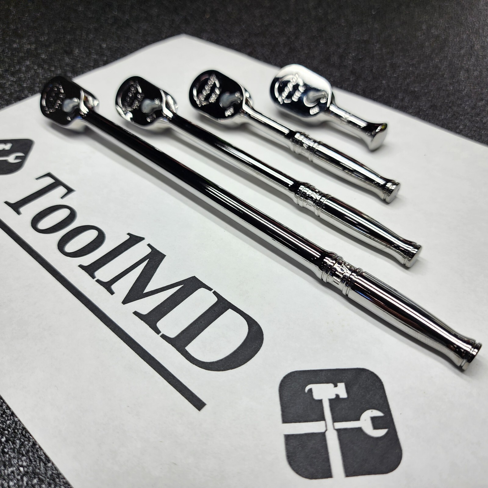 Snap-on Tools USA NEW 4pc 1/4″ Drive Fine Tooth Chrome Handle Ratchet Lot Set