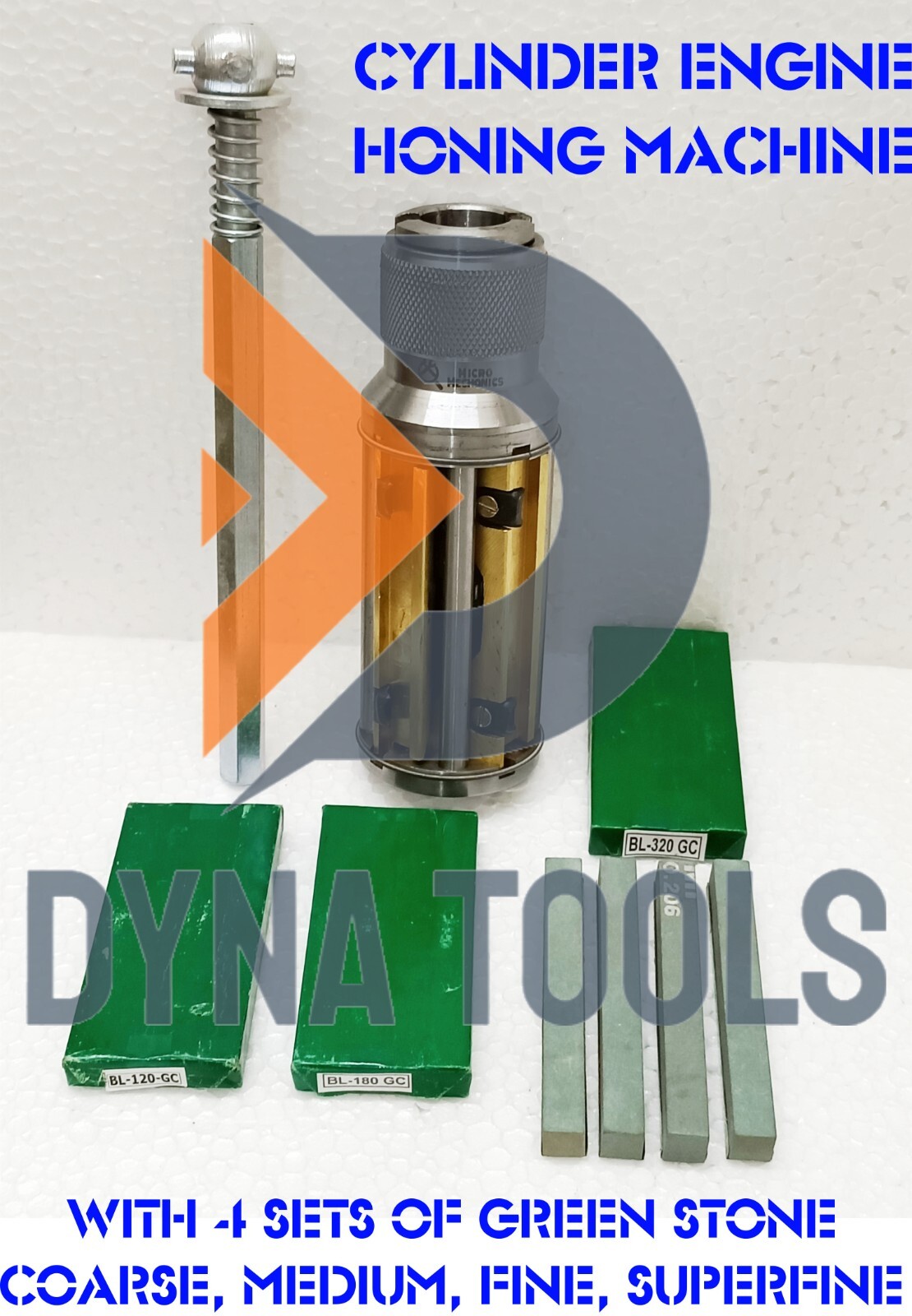 Cylinder Engine Hone Kit 3-1/2″ To 6-1/2″ Honing Machine + 4x Grit Green Stones
