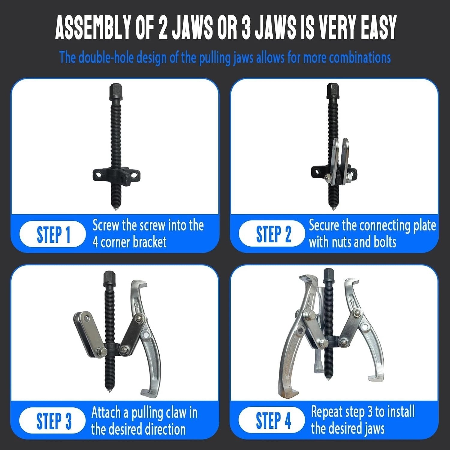 Versatile 8-in-1 Gear Puller Set 3″-8″ Cr-V Steel Mechanic’s Tool Kit