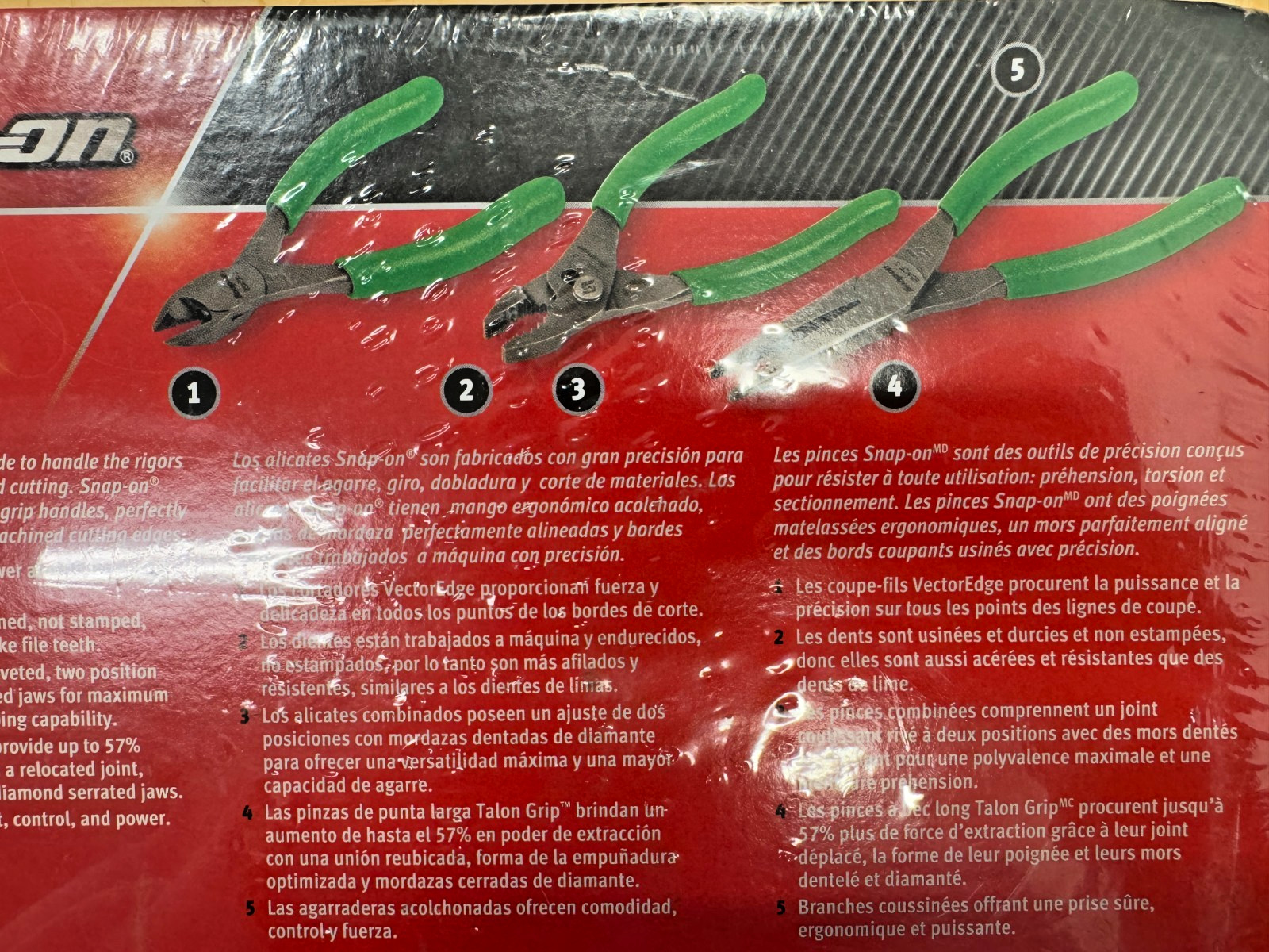 Snap-on Tools USA NEW 3pc SMALL GREEN Soft Grip Mix Combo Plier Set PL305ACFG