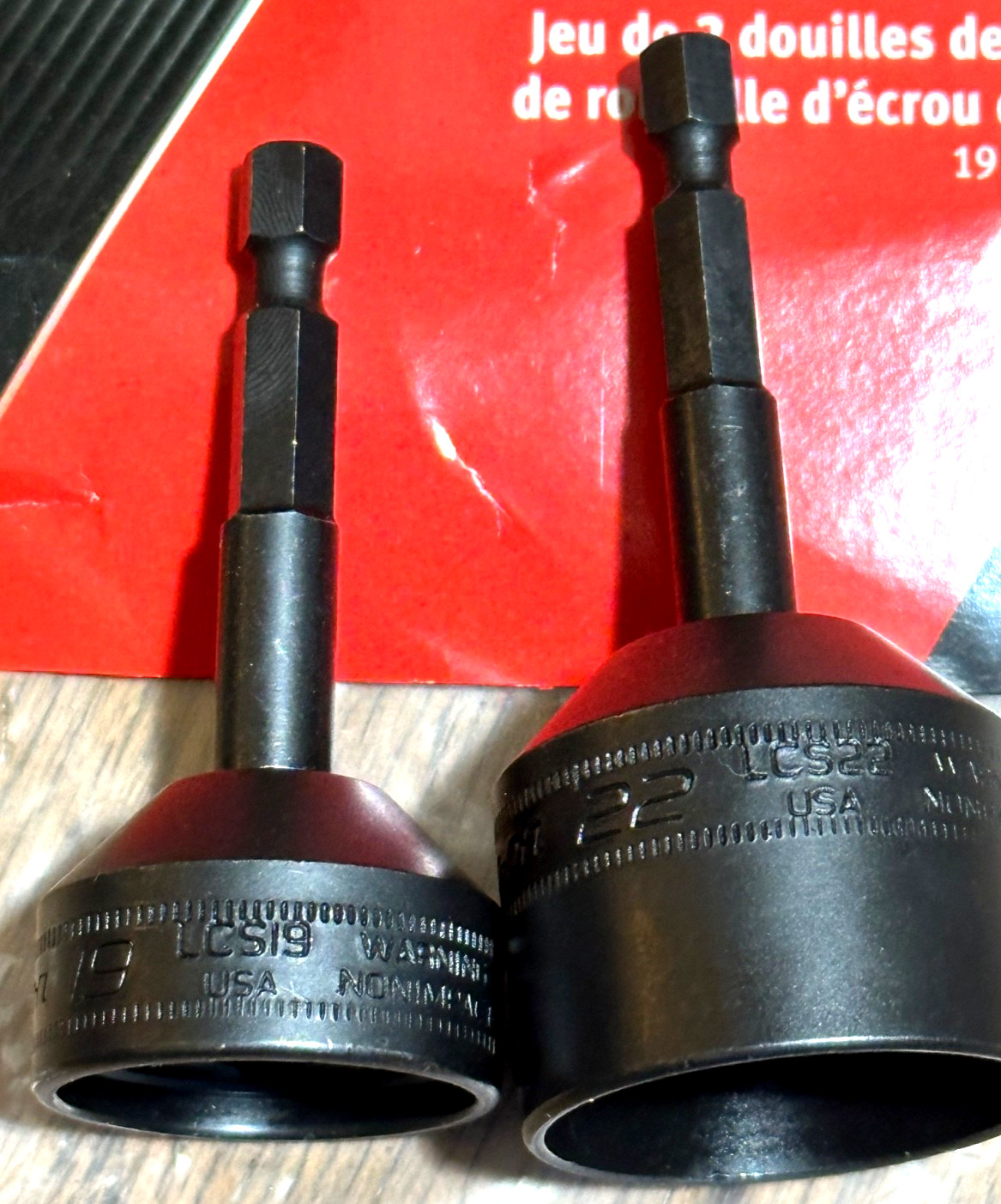 🇺🇸NEW Snap On Tools 22mm 19mm Lug Nut Cap Socket Set Lot 1/4″ Hex Driver