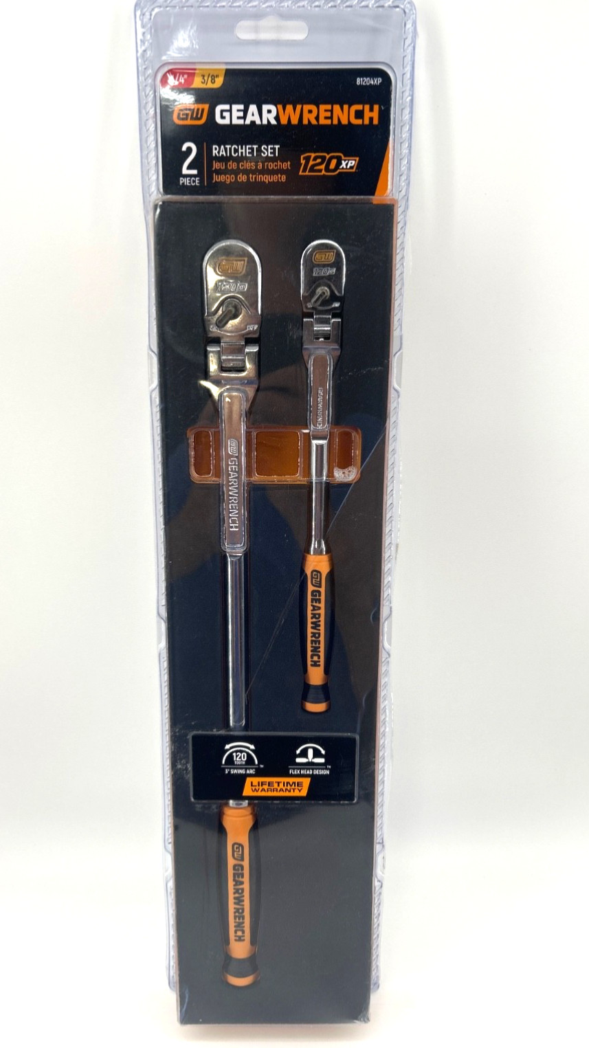GEARWRENCH 81204XP – 2 Piece 1/4″ & 3/8″ Drive 120XP Flex Head Teardrop Ratchet