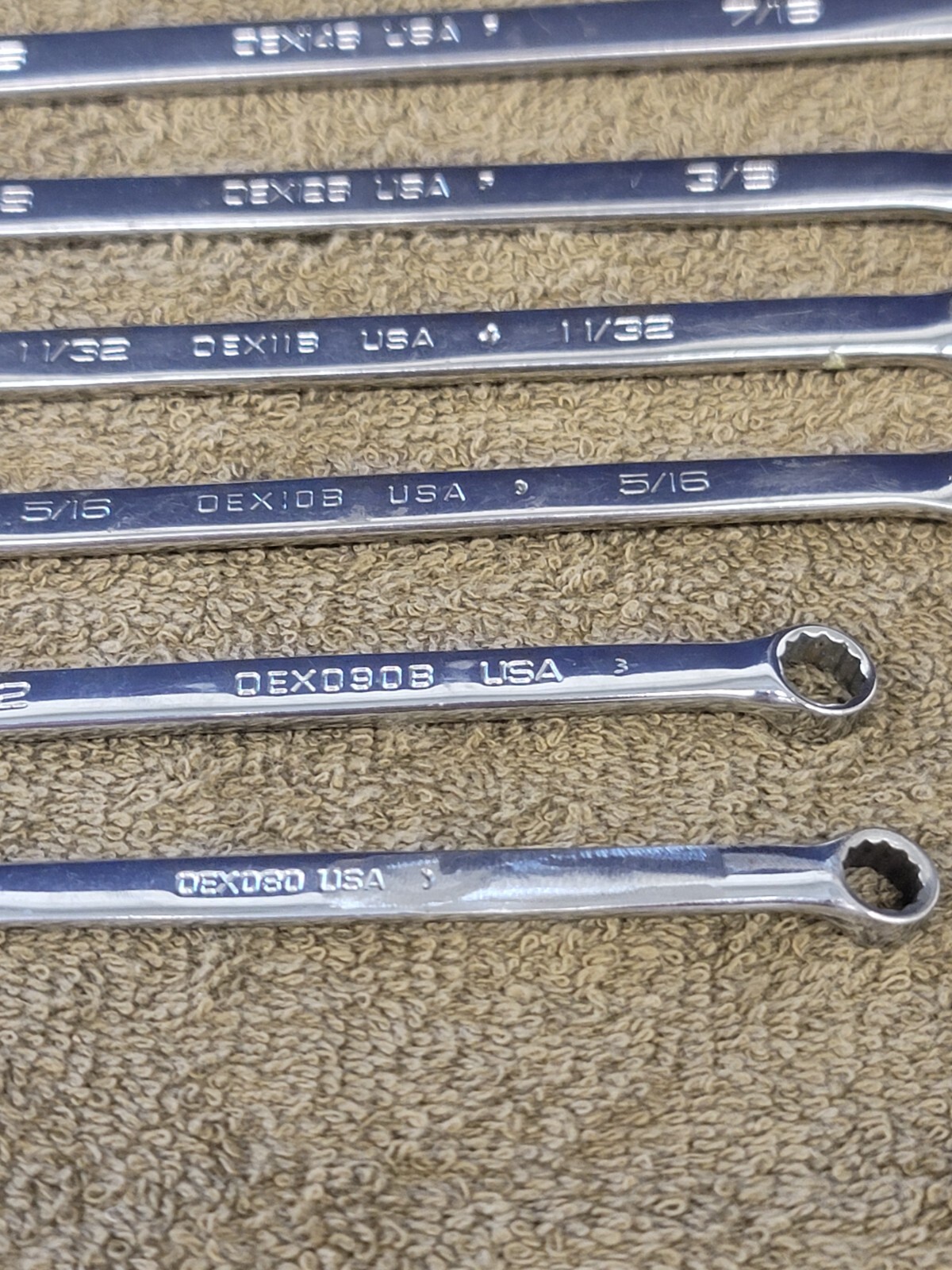 Snap on OEX Combination Wrench Set Sae 1″ 7/8 13/16 3/4 11/16 5/8 9/16 1/2 3/8