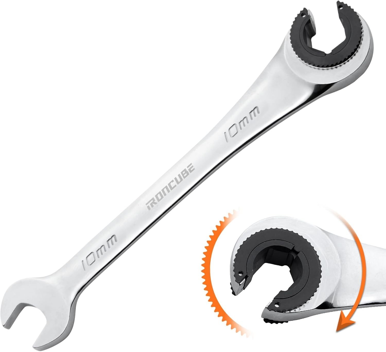 10mm Brake Line Wrench Set: Metric Ratcheting Open-end for Nuts on Fuel, Brak…