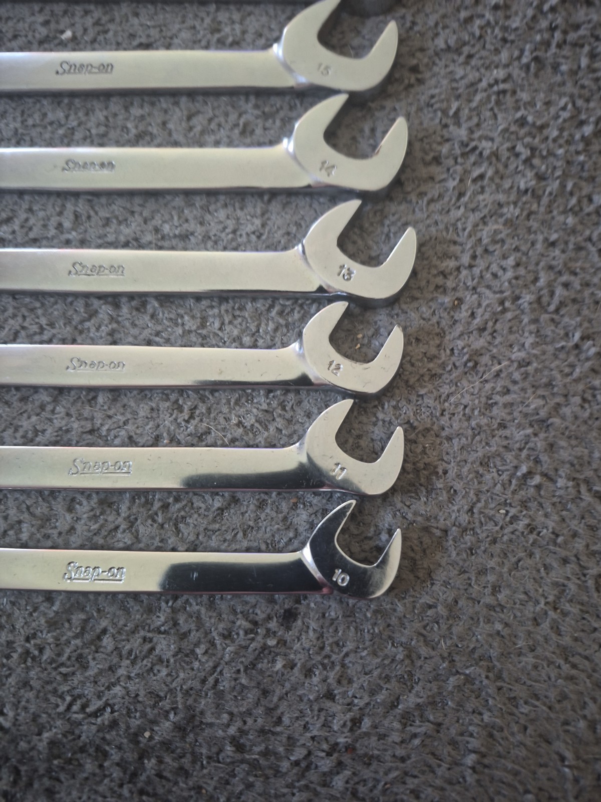 Snap-On 7pc Metric 30°/ 60° Four-Way Angle Open-End Wrench Set (10-15 and 17)(A)