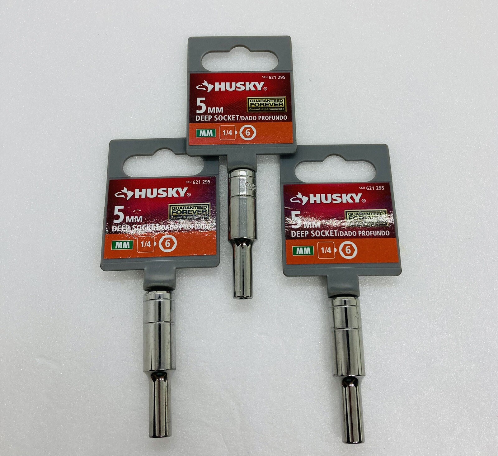 Husky 5mm 6 Point 1/4″ Drive Chrome Deep Socket (Lot Of 3) 621295 T1