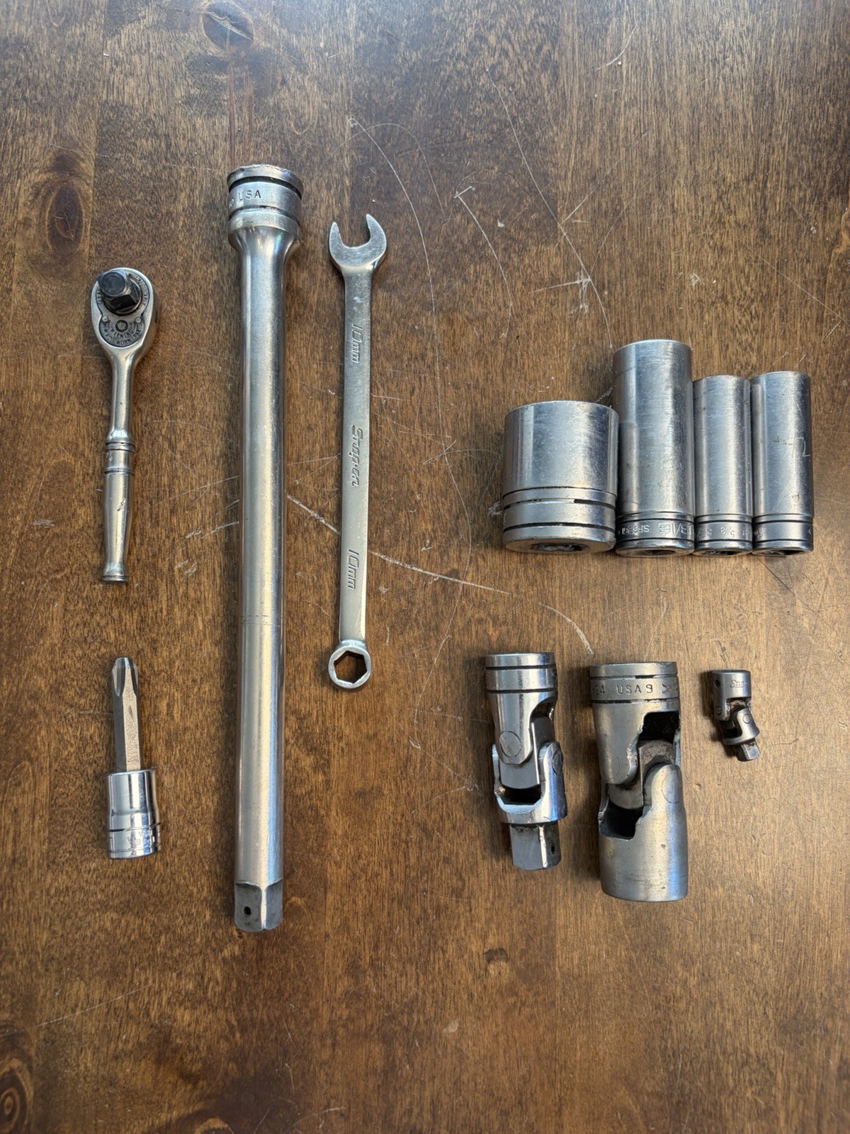 Snap-On Tools Mix Lot Of 11- Wrench, MG 70 Ratchet, Sockets & More….Mechanic
