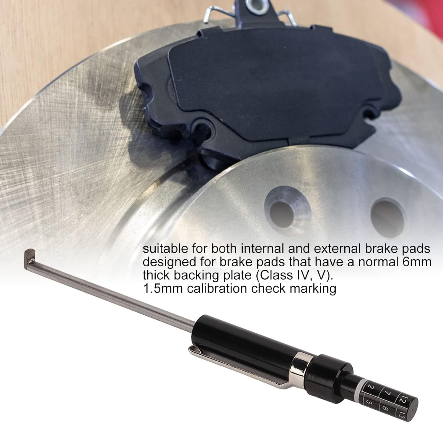Brake Pad Gauge Tester Slim High Accuracy Metal ABS 1.5mm
