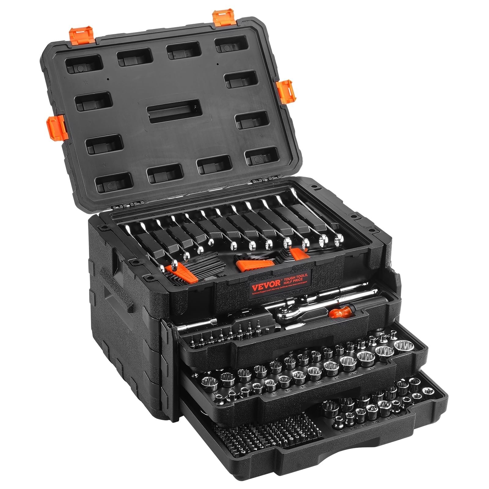 450 Pcs Mechanics Tool Set – Deep & Standard Sockets, Wrenches, Bits, Storage Ca