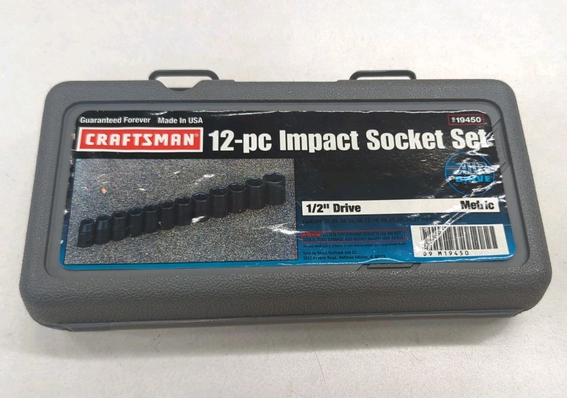 Craftsman 1/2″ Drive 12pc Impact Air Drive Metric mm Socket Set 19450 USA 6pt