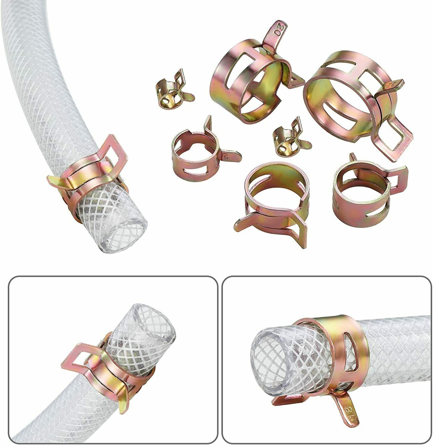 230/50PCS Spring Hose Clamps Fastener Kit Fuel Line Water Pipe Tube Clips+Pliers