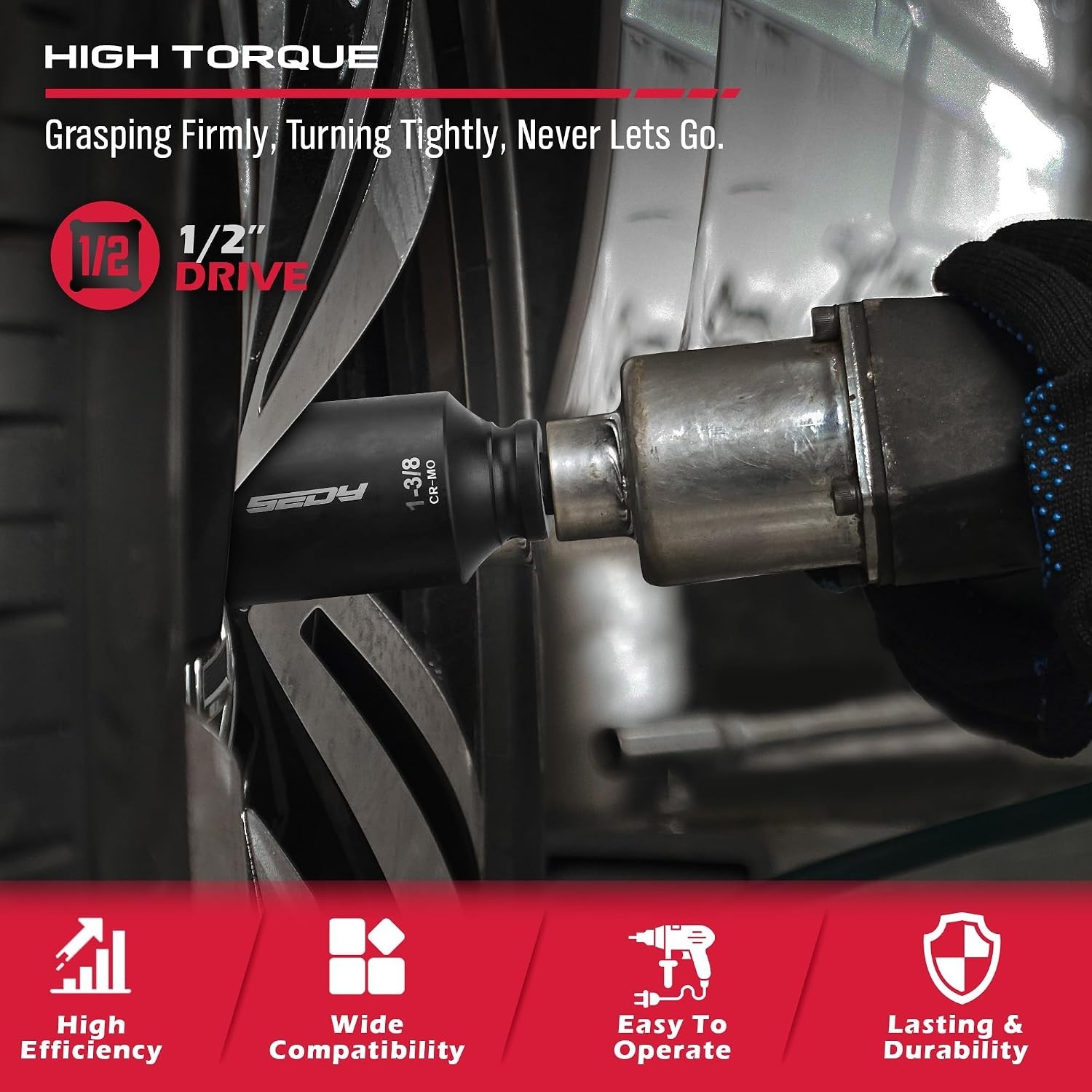 8-Piece 1/2″ Drive SAE Deep Impact Socket Set