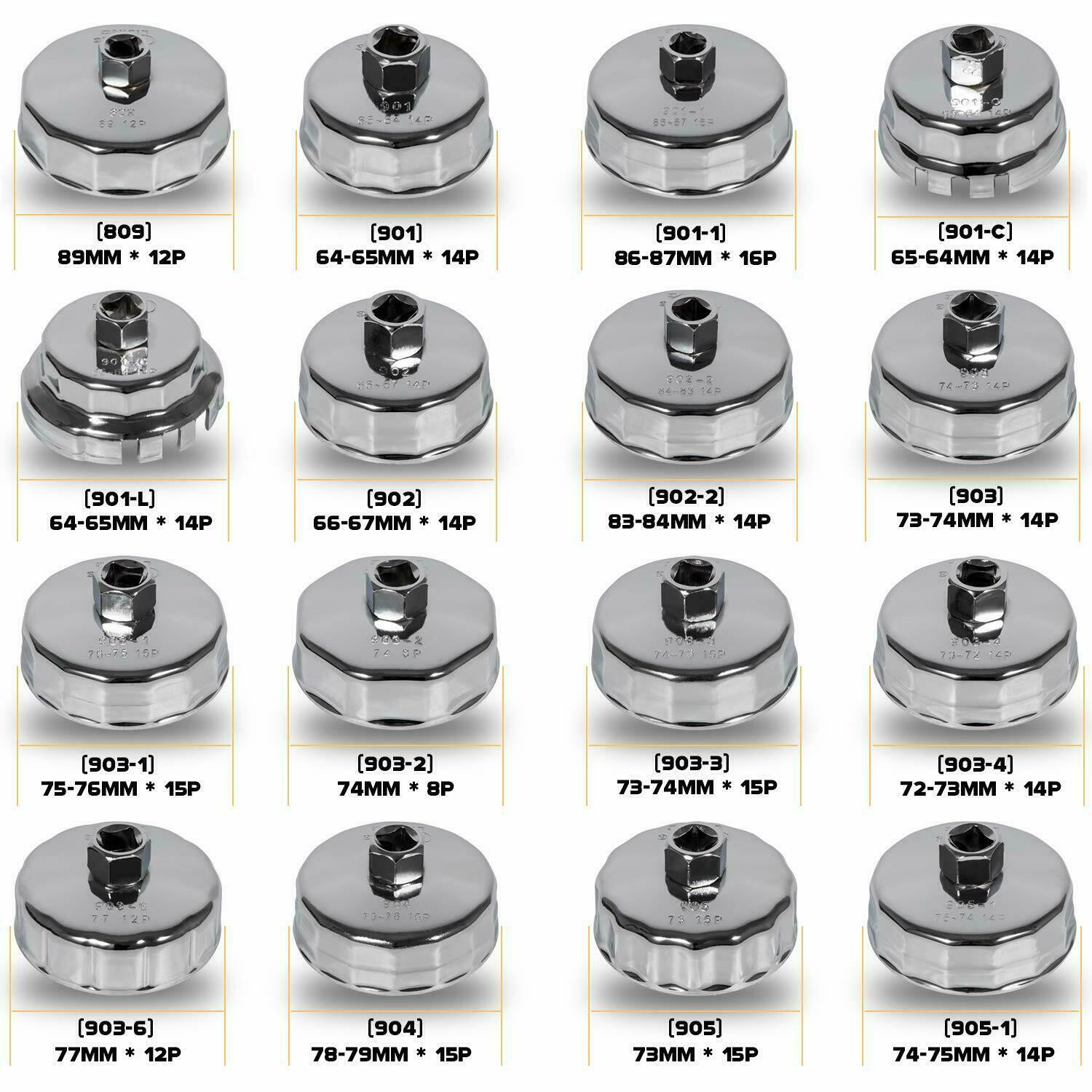 1/2″ Dr Oil Filter Socket Cup Type Set & Adjustable Cap Wrench Removal Tool 31PC