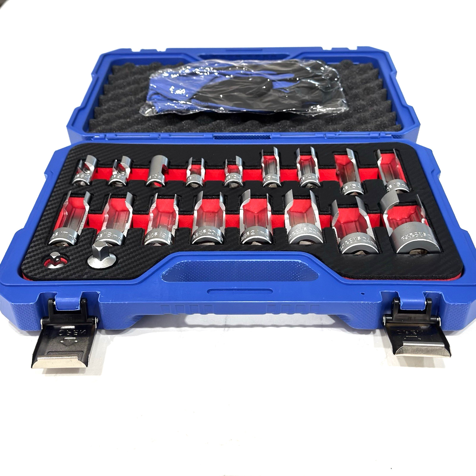19PCS Diesel Injector Fuel Line Socket Set 8-27mm Flare Nut 3/8″ 1/2″ Drive, Glo