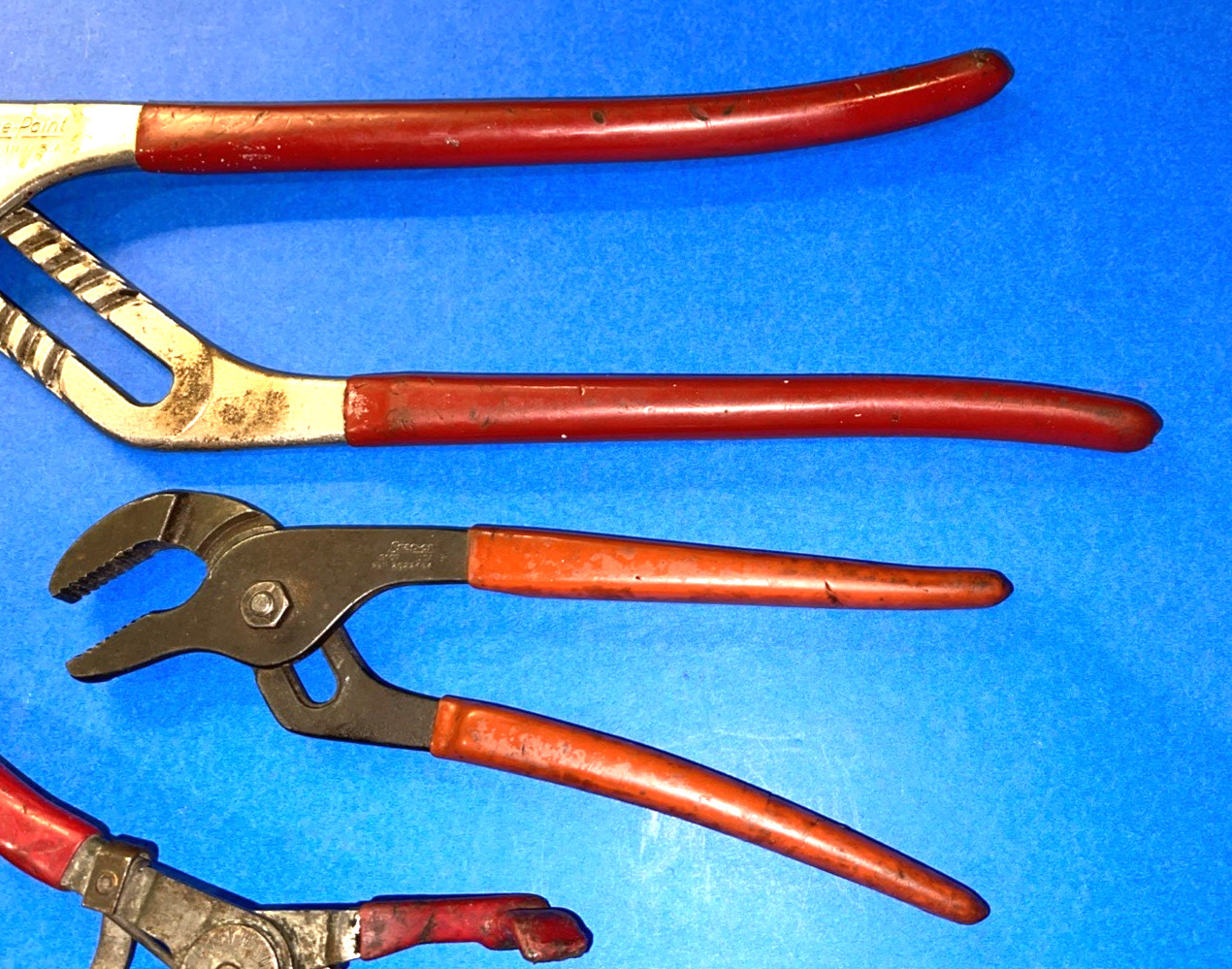 SNAP-ON & BLUE-POINT TOOLS 2 PIECE ADJUSTABLE JAW + SPARK PLUG BOOT PLIERS