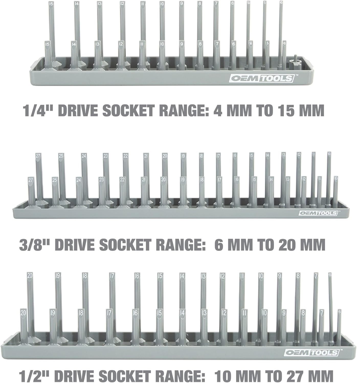 Efficient SAE & Metric 6-Piece Socket Holders – Tipping Prevention Design