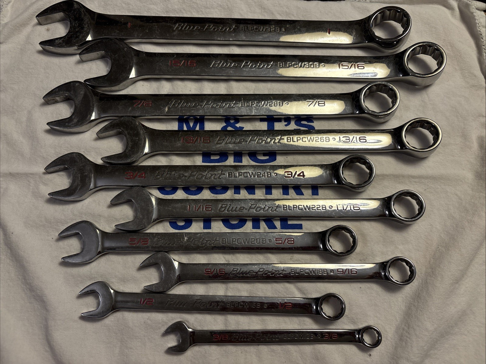 Blue Point 10pc 12pt SAE Combination Wrench Set 3/8″-1″ – NO 7/16″