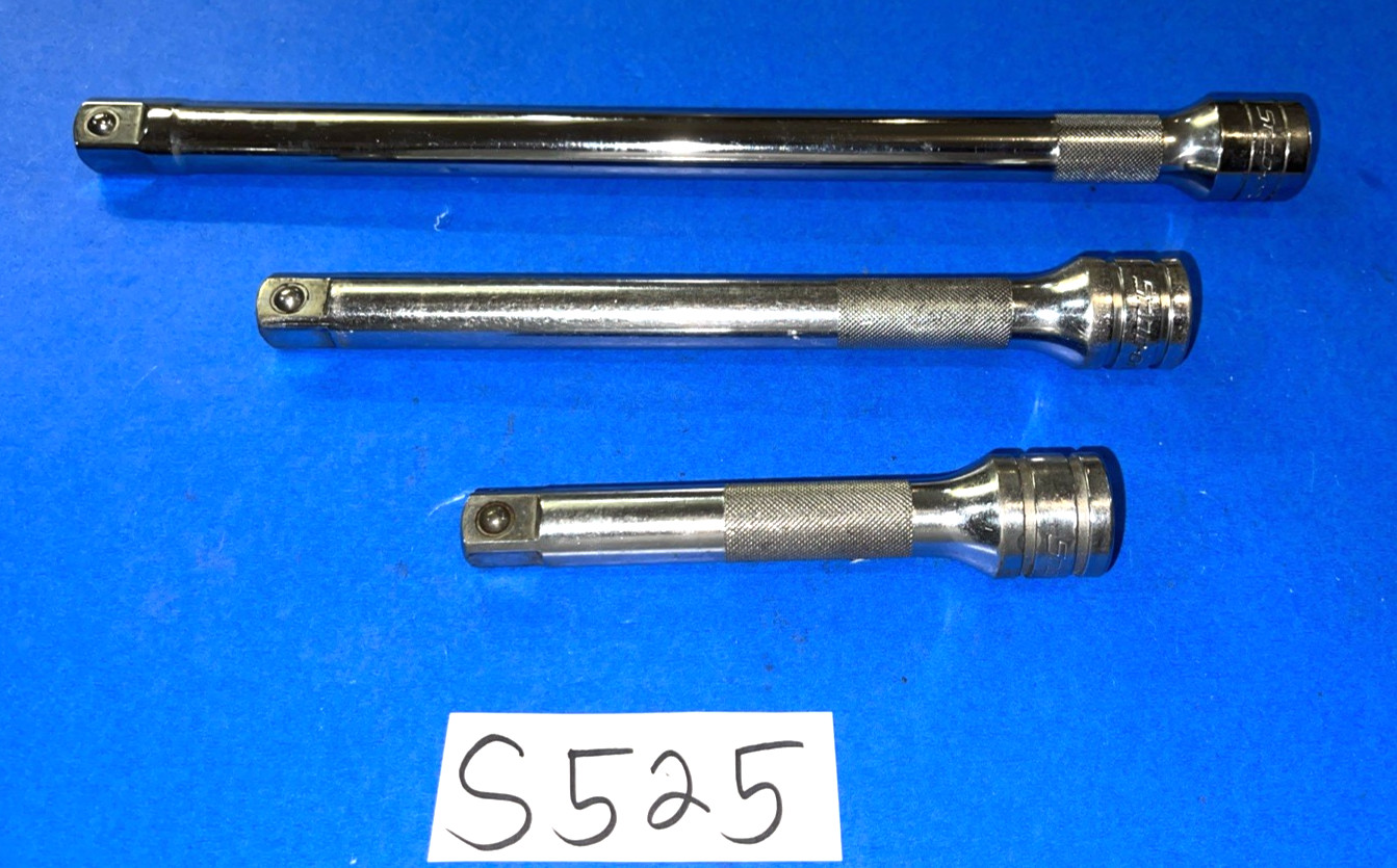 SNAP-ON TOOLS 3 PIECE 1/2 DRIVE KNURLED EXTENSIONS 5, 8, 11 INCH