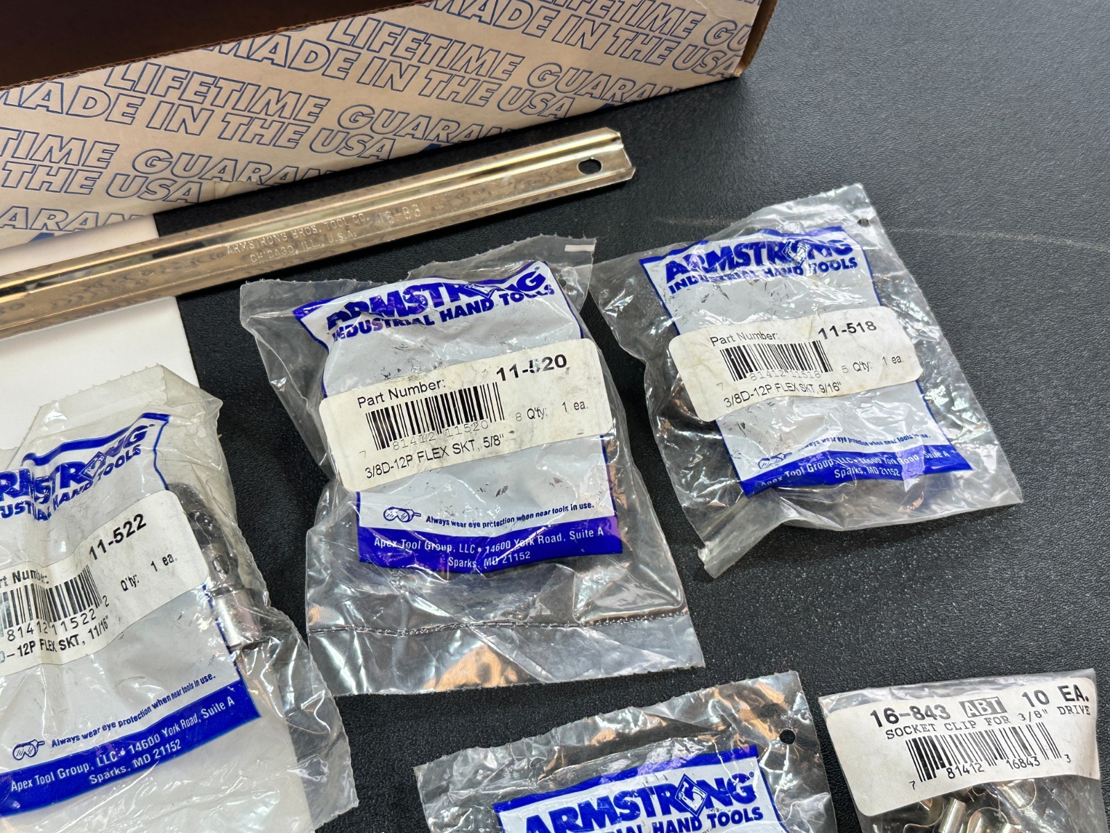 NOS Armstrong 15-400 7pc 3/8″ Drive SAE 3/8-3/4″ Universal Swivel Socket Set