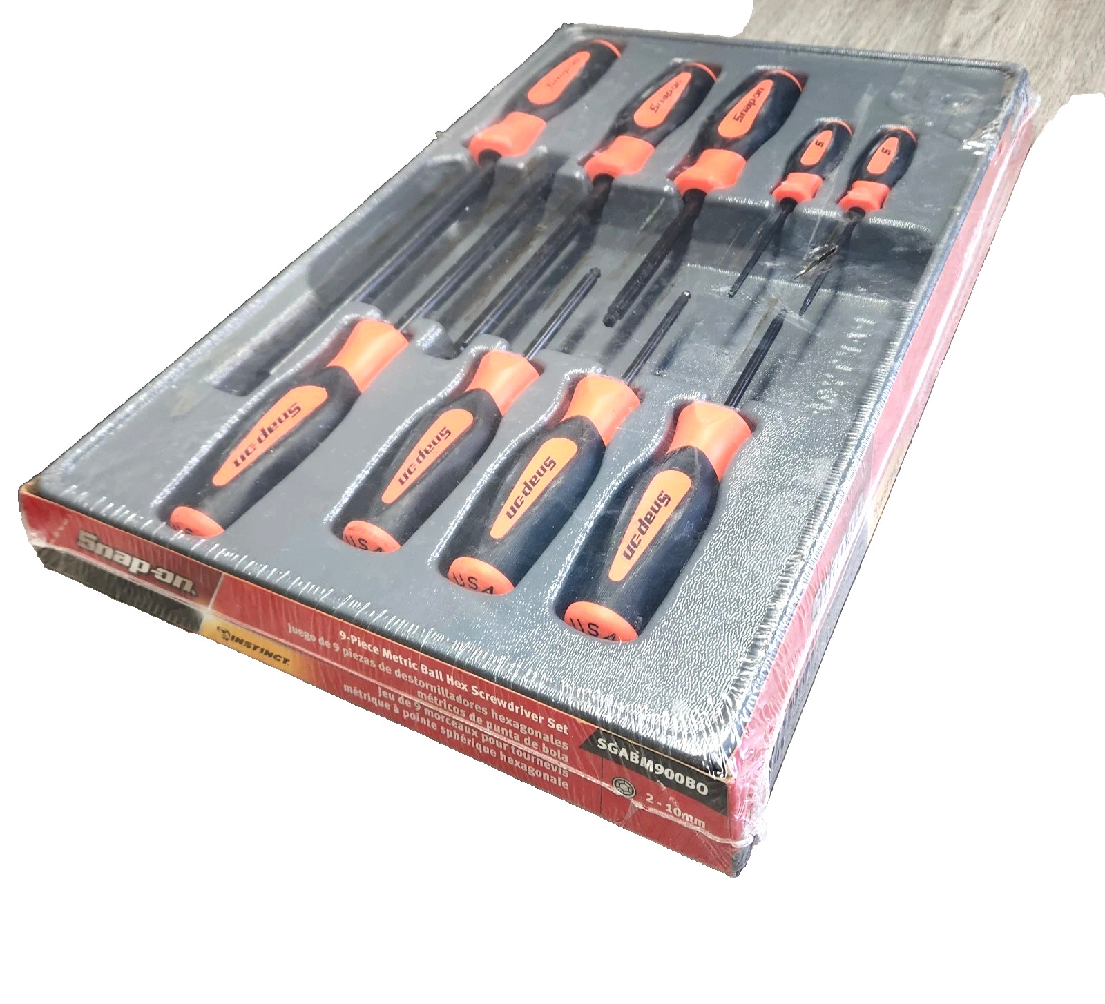 New Snap-on™ SGABM900BO 9pc Ball Hex Orange Instinct Screwdriver Set 2 to 10 mm