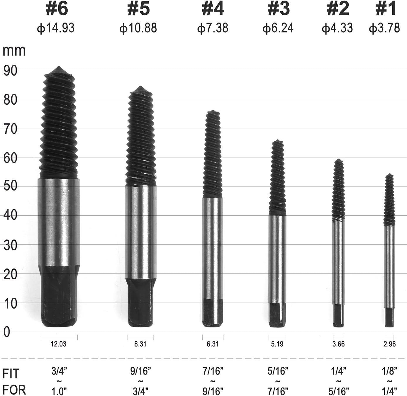 6pcs Stripped Screw Extractor, Damaged Bolt Remover Set – Ideal Left Hand Spi…
