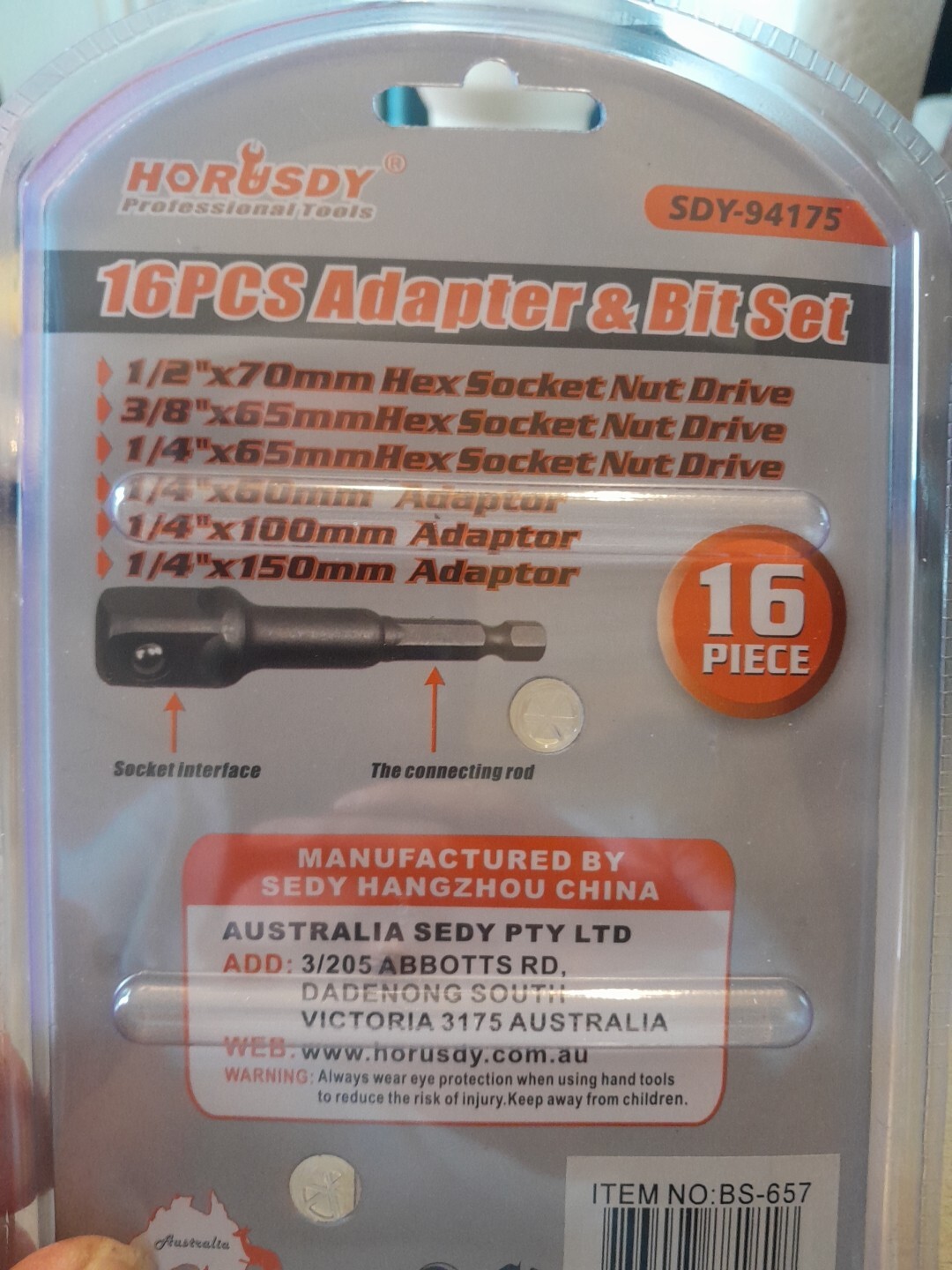 HORUSDY BIT SET & ADAPTER 16PCS HORUSDY SDY-94175