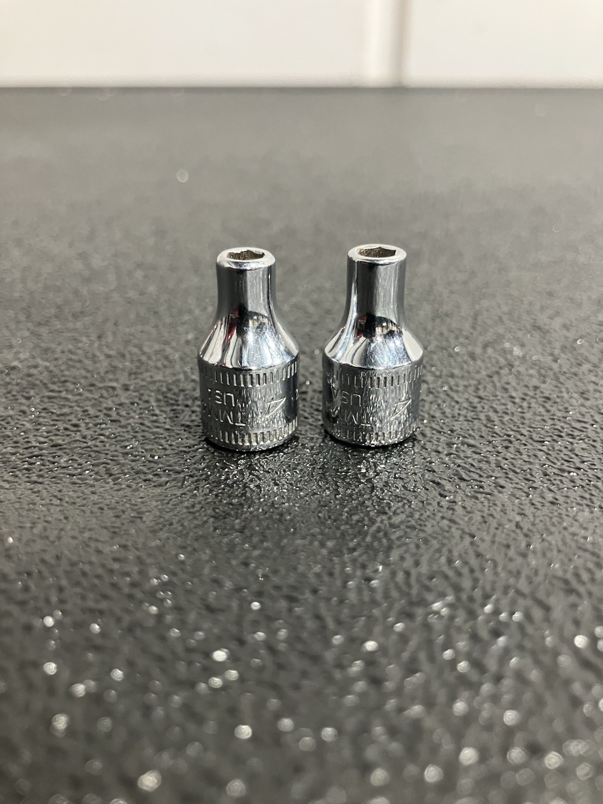 Two (2) Snap On Tools TMM4 USA 1/4″ Drive 4mm METRIC 6pt Shallow Chrome Sockets