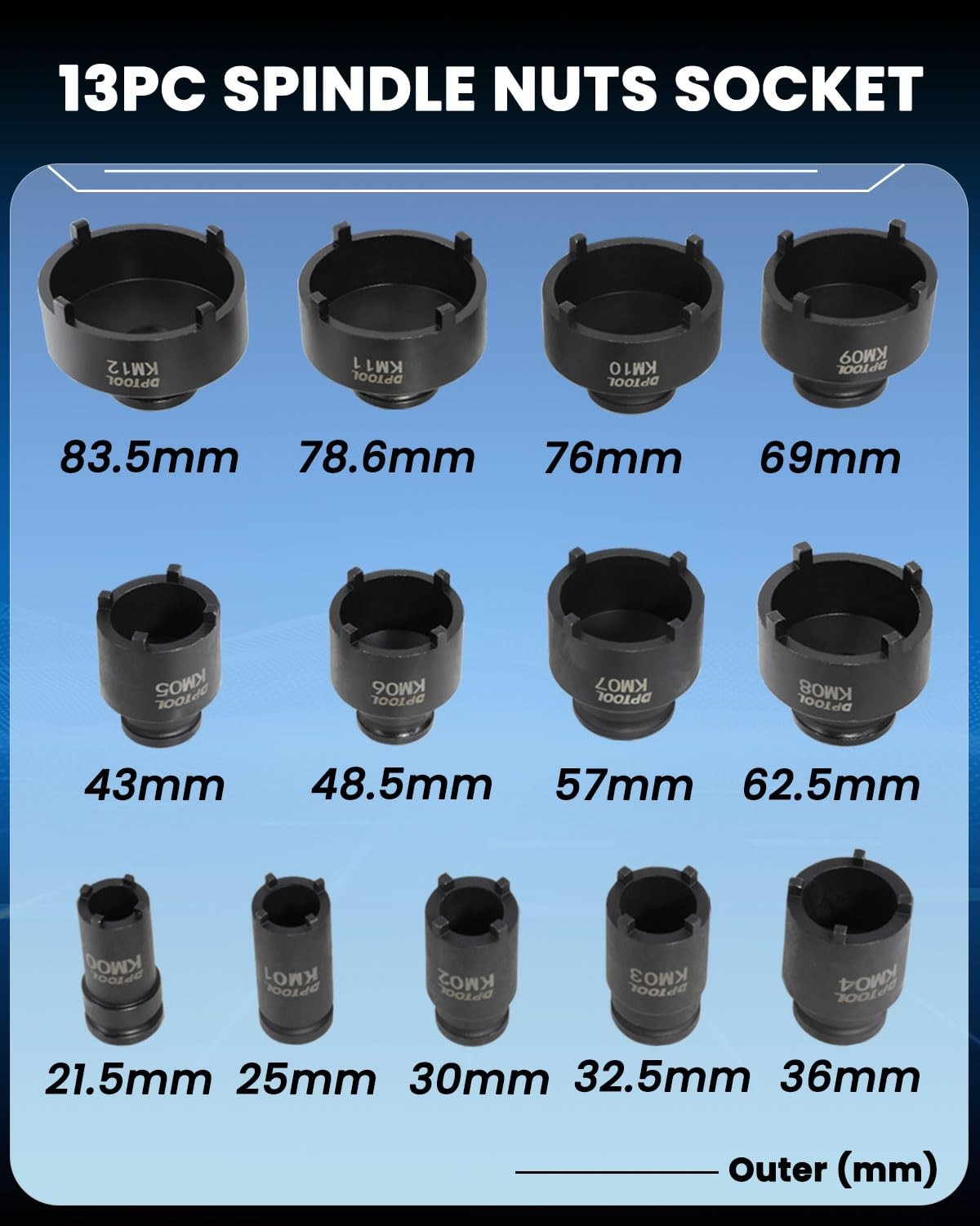 13pc Spindle Nuts Socket Kit Ball Joints Axle Locknut Remove Install Locking …