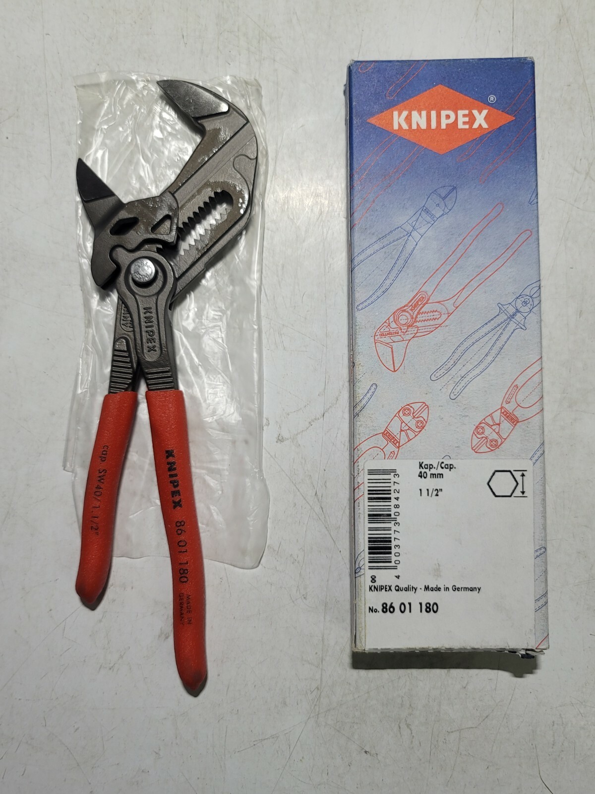 Knipex 7″ Adjustable Pliers Wrench 1-1/2″ Jaw Opening! No Pinch Handle #8601180