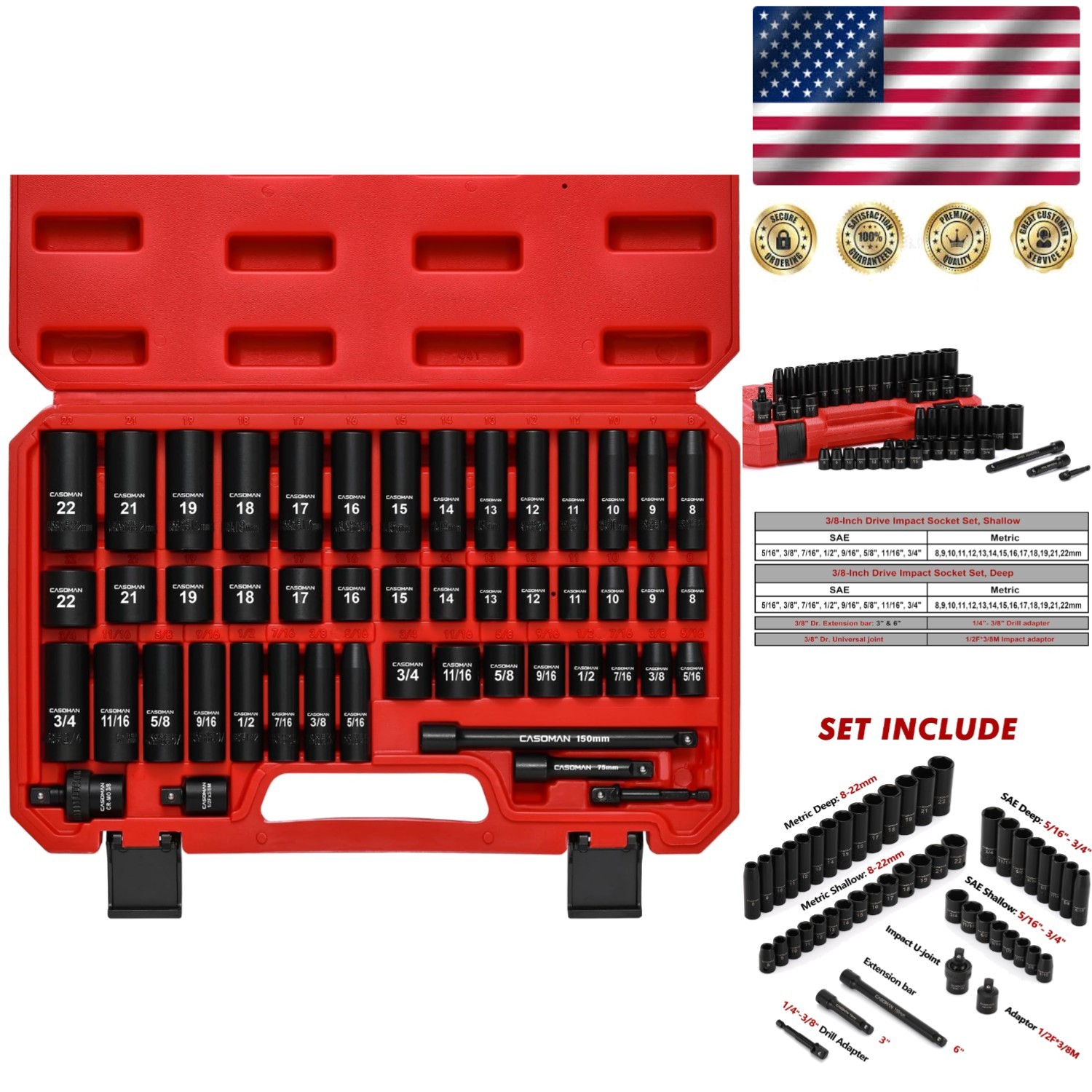 Comprehensive 49-Piece Impact Socket Set in Durable Blow-Molded Case – 6 Point