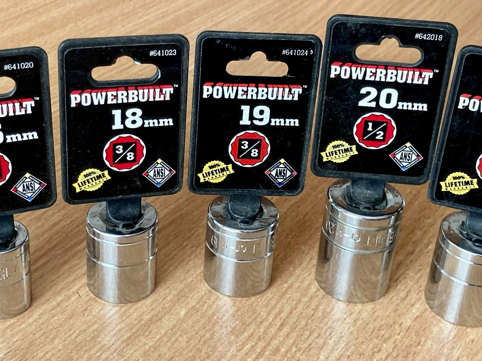 POWERBUILT ⅜ Inch Drive x 6mm,7mm,15mm,18mm,19mm,20mm,21mm,5/8″ Shallow Sockets