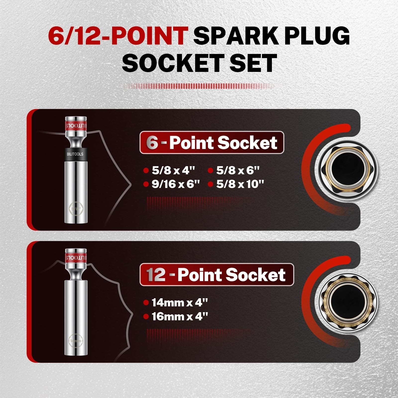 7pcs Magnetic Swivel Spark Plug Socket Set & Gap Tool, 3/8″ Drive, CR-V Steel, R