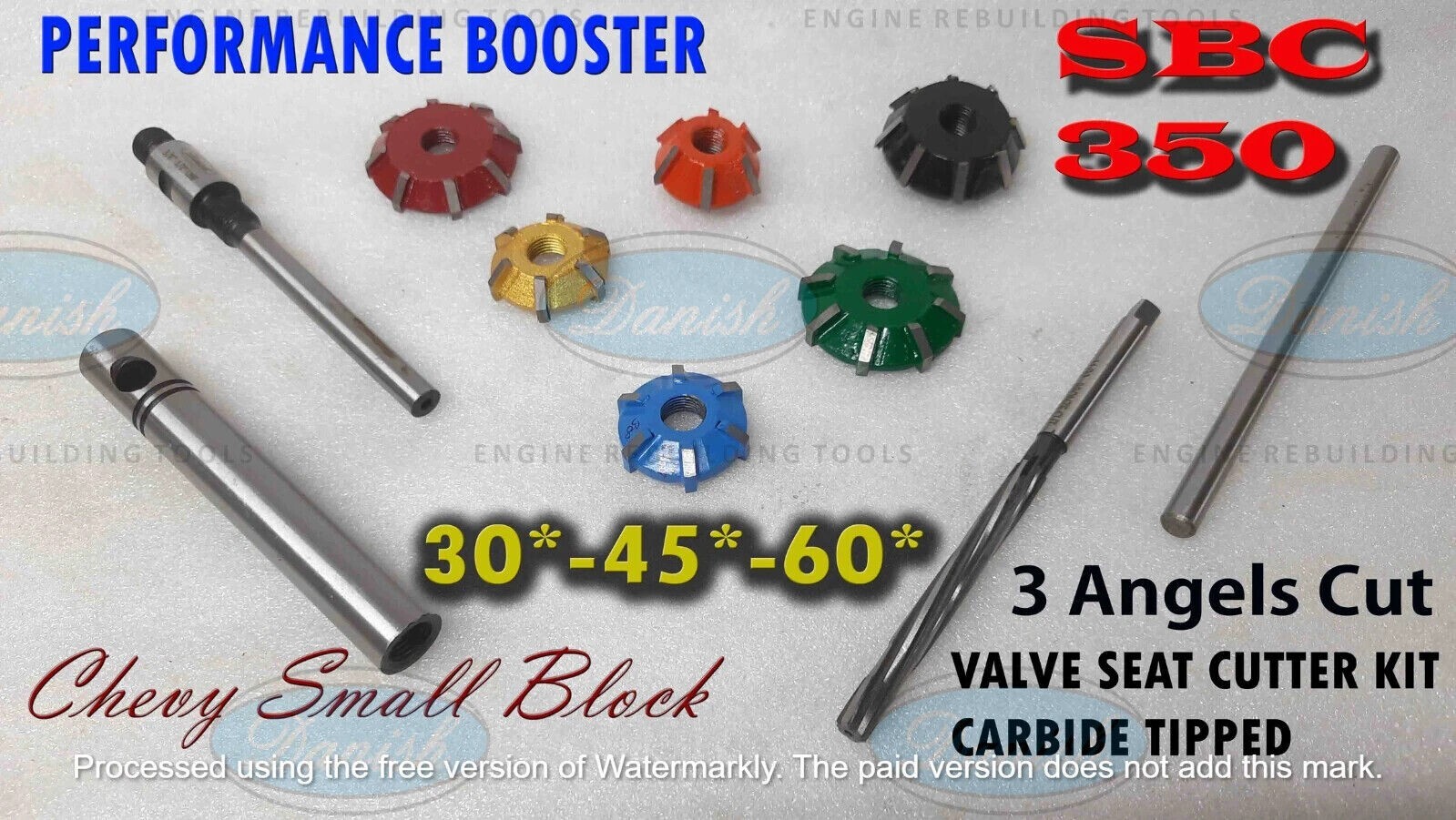 CHEVY 350 Small Block VALVE SEAT CUTTER KIT 3 ANGLE CUT CARBIDE PERFORMANCE
