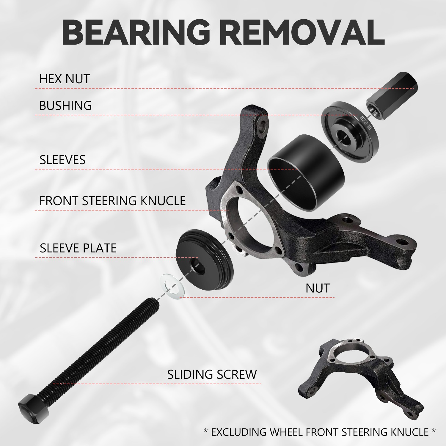Universal 23pcs Sliding Screw+Bushings+Sleeve Steering Wheel Puller Sets w/ Case
