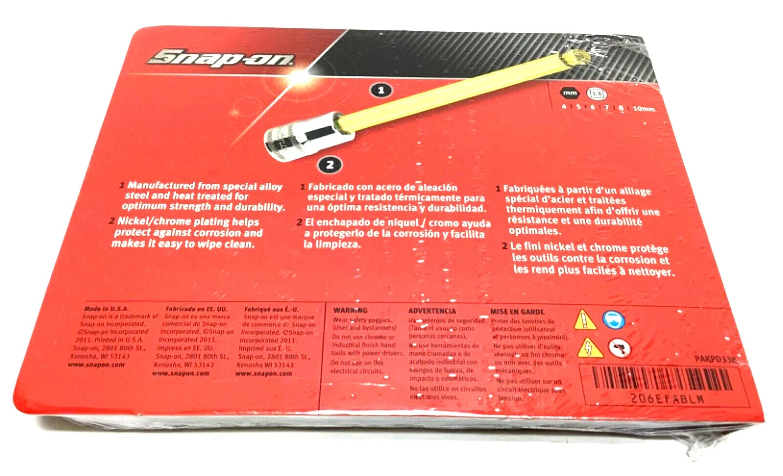 Snap-on 3/8″ drive SAE Ball End Hex Socket Driver LONG Shank 206EFABL New USA