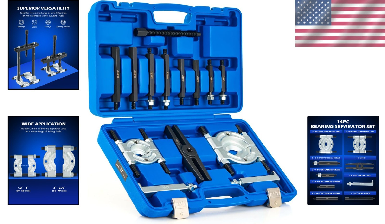 Heavy Duty 5 Ton Bearing Separator & Puller Kit for Quick, Secure Removal