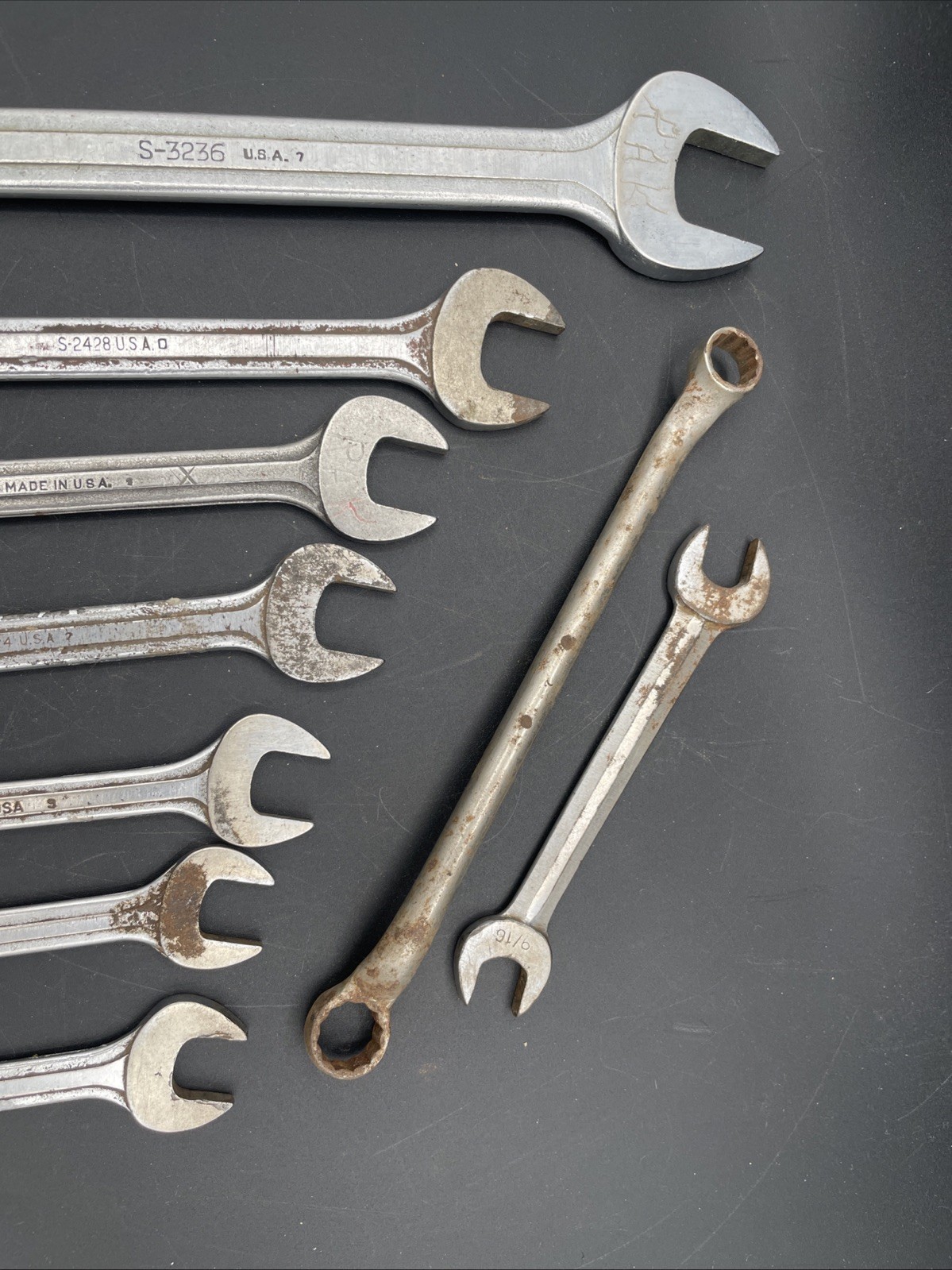 Vintage 9-Piece Blue-Point Supreme Wrench Lot Various Sizes Made in USA
