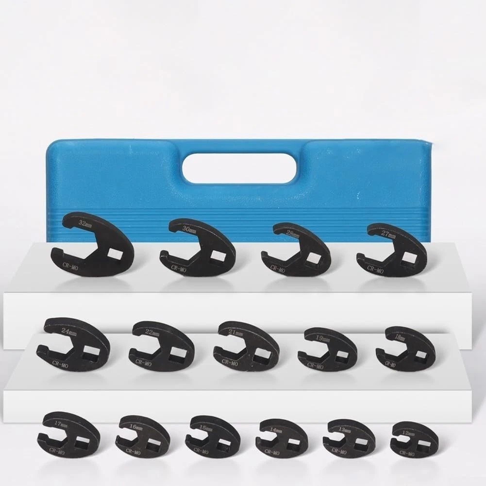 19PCS Crows foot Wrench Set 1/2″ and 3/8” Drive Flare Nut Crowfoot Wrench Set