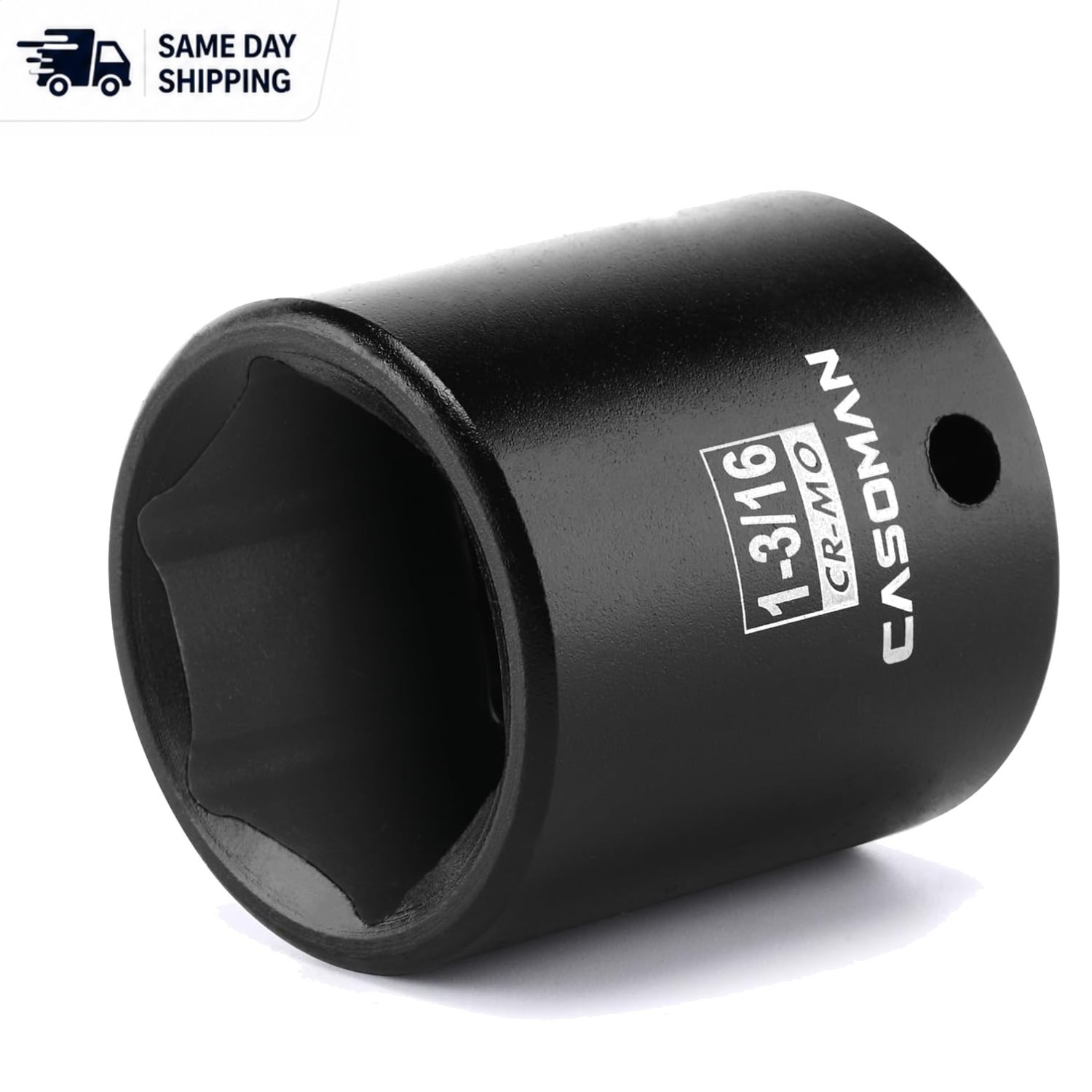 1-3/16″ Impact Socket with 1/2″ Drive – 6-Point CR-MO, Laser-Etched For Easy Use