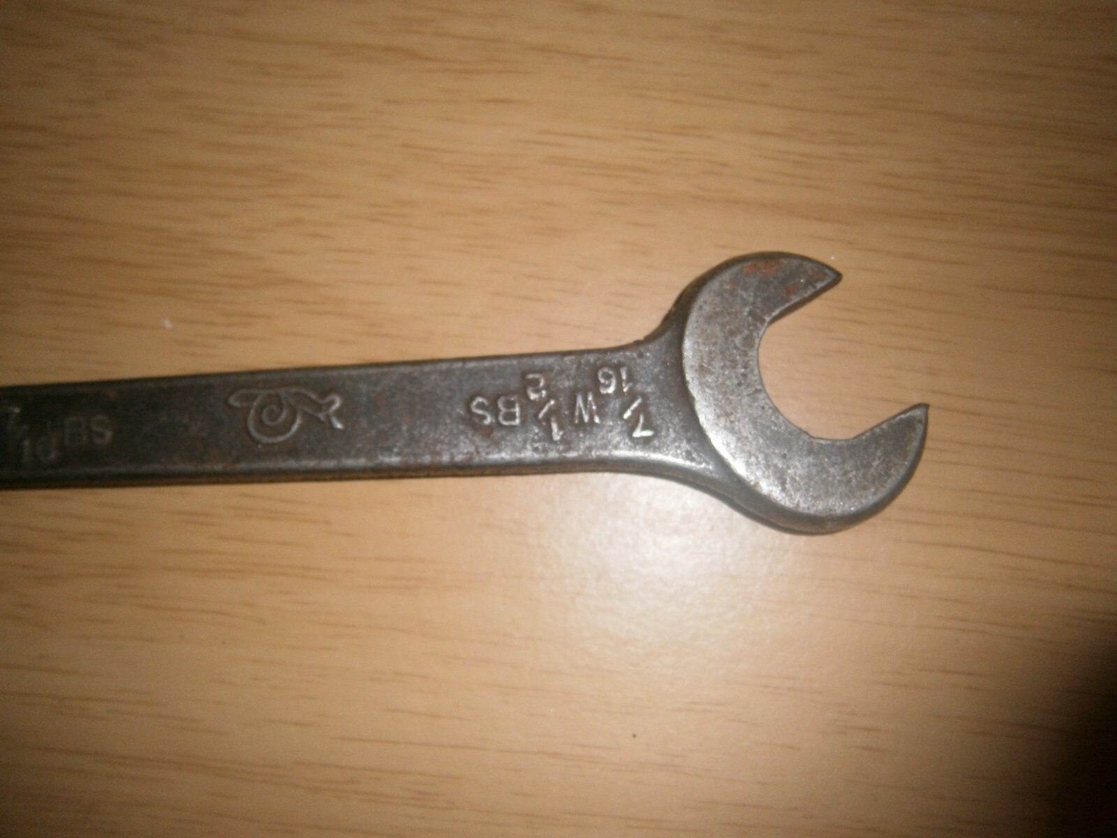 Vintage silver tone spanner. 7/16w/ 1/2BS & 3/8W /7/16BS ends.(E6c)