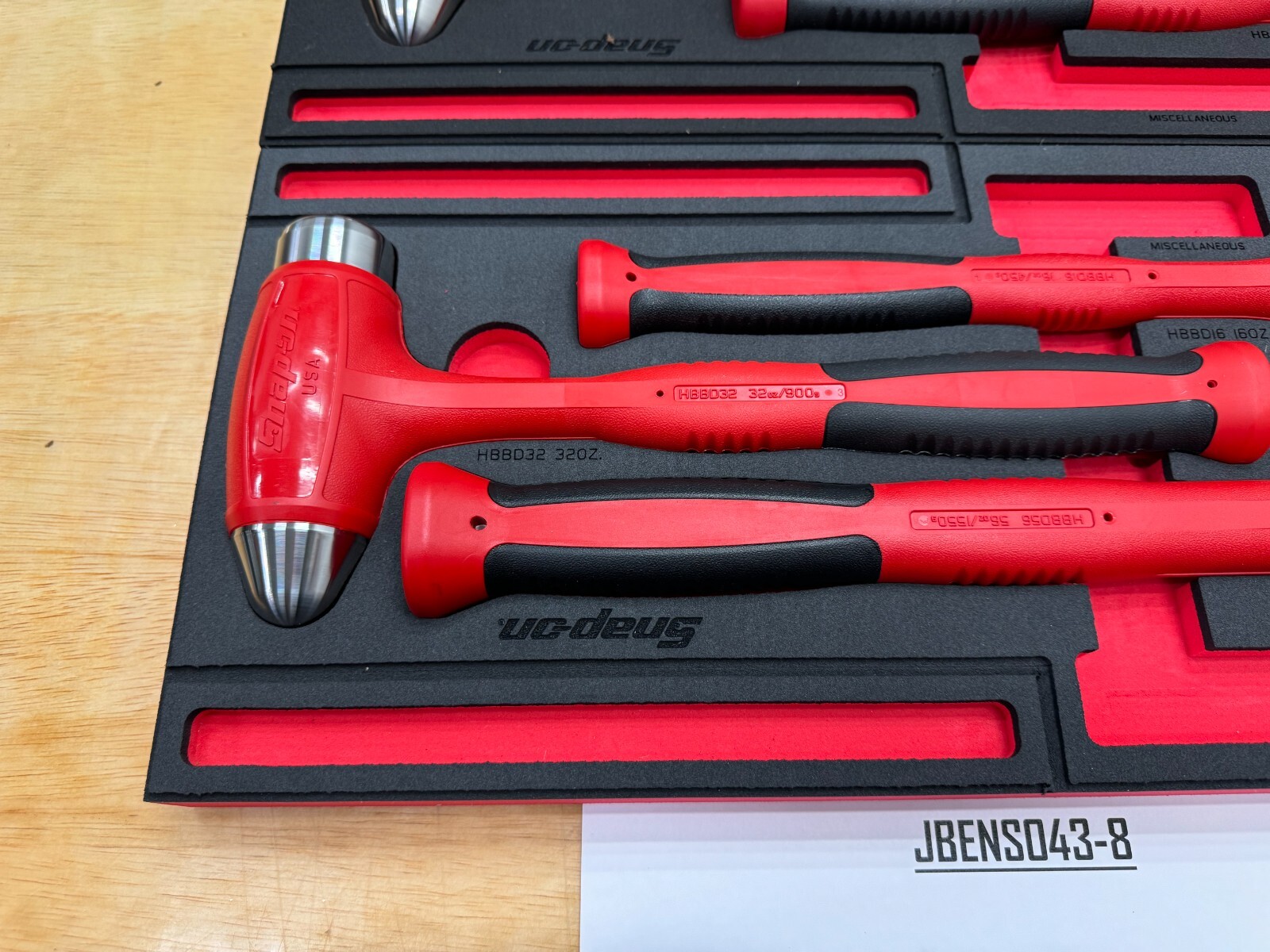 Snap-on Tools NEW RED 6pc Soft Grip DeadBlow Steel Face Hammer Master Foam Sets