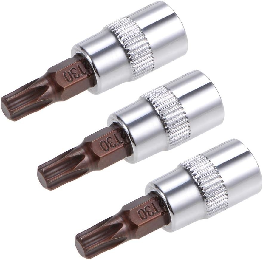 uxcell 3pcs 1/4″ Drive x T30 Torx Bit Socket, S2 Steel Bits CR-V Sockets