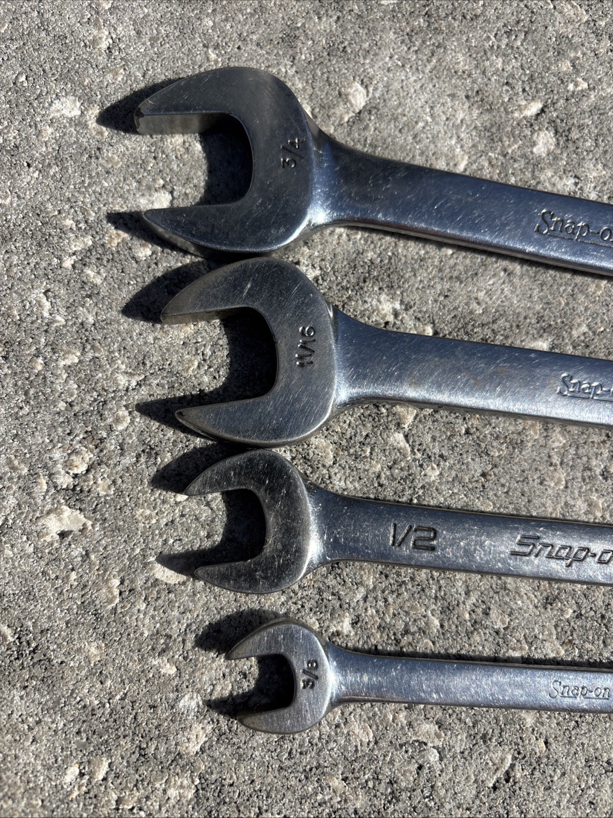 Snap On 4 Pc OEX SERIES Flank Drive Short Combination Wrench Set 3/8 To 3/4