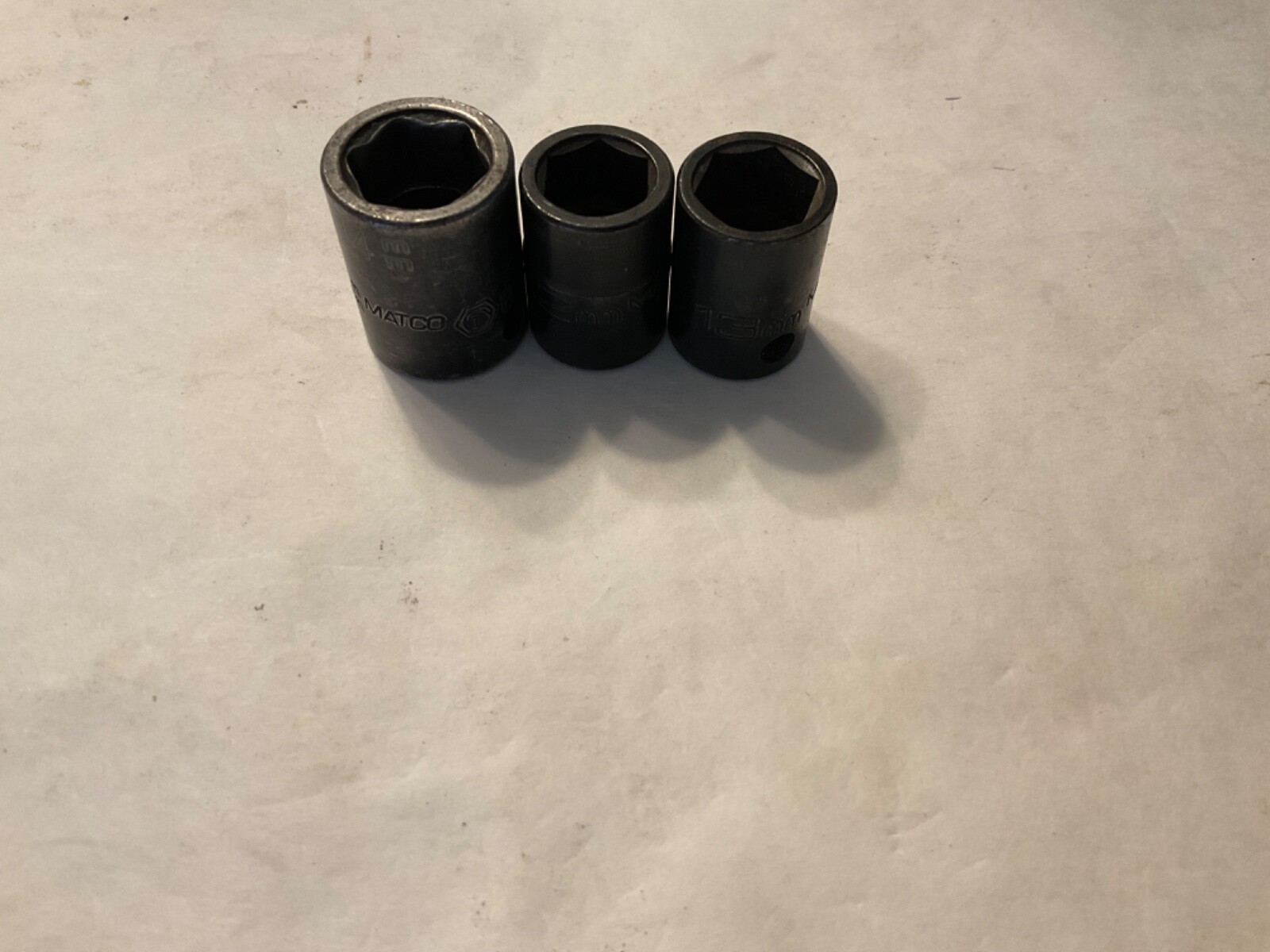 Matco Metric 3/8″ Shallow Impact Sockets 12mm,13mm & 14mm. Really nice sockets