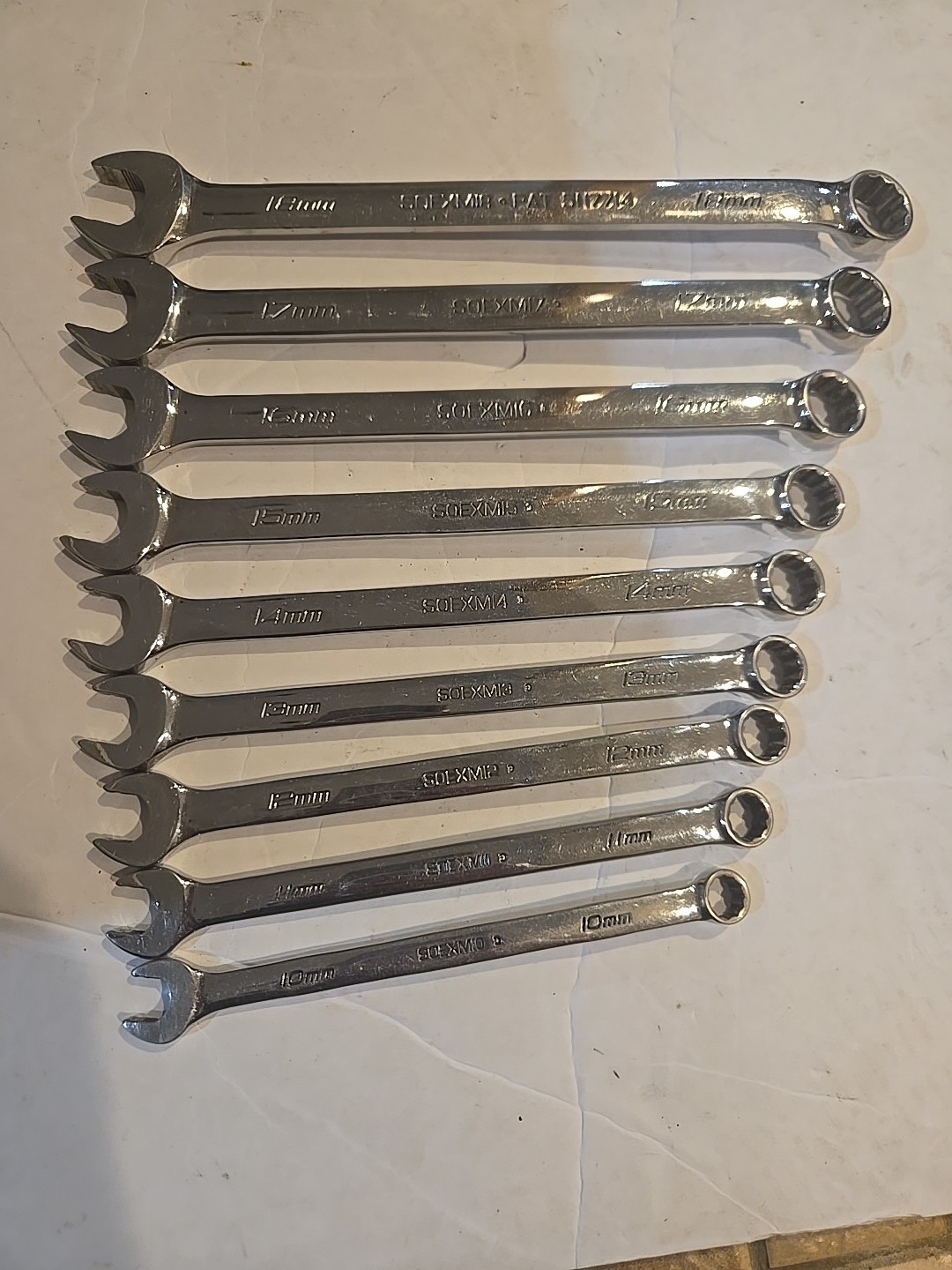 SNAP-ON TOOLS 9 PIECE METRIC FLANK DRIVE PLUS COMBINATION WRENCH SET 10MM-18MM
