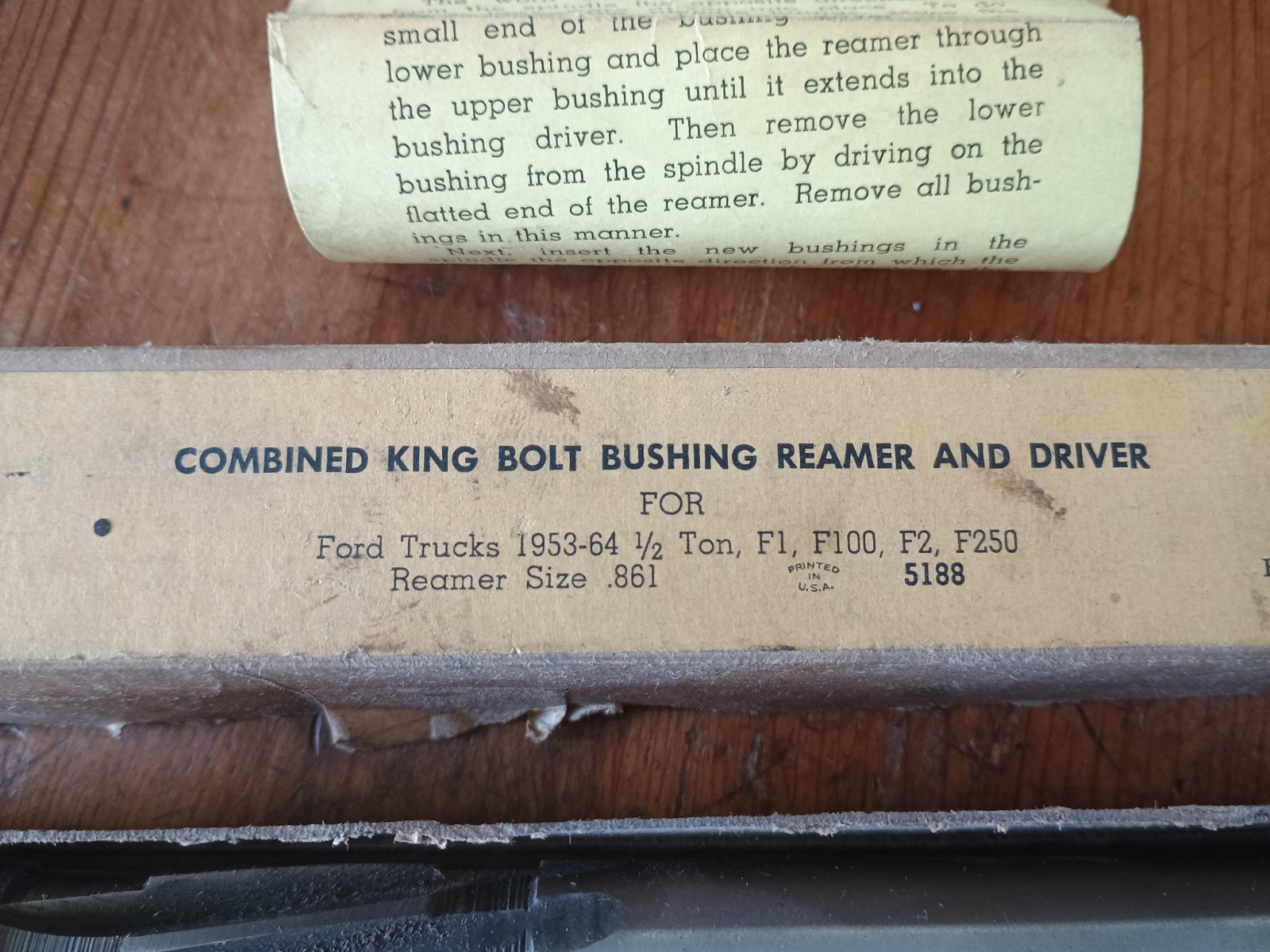 Combined King Bolt Bushing Reamer .861 Ford Trucks 1953-64 1/2 3/4 Ton E100 E200